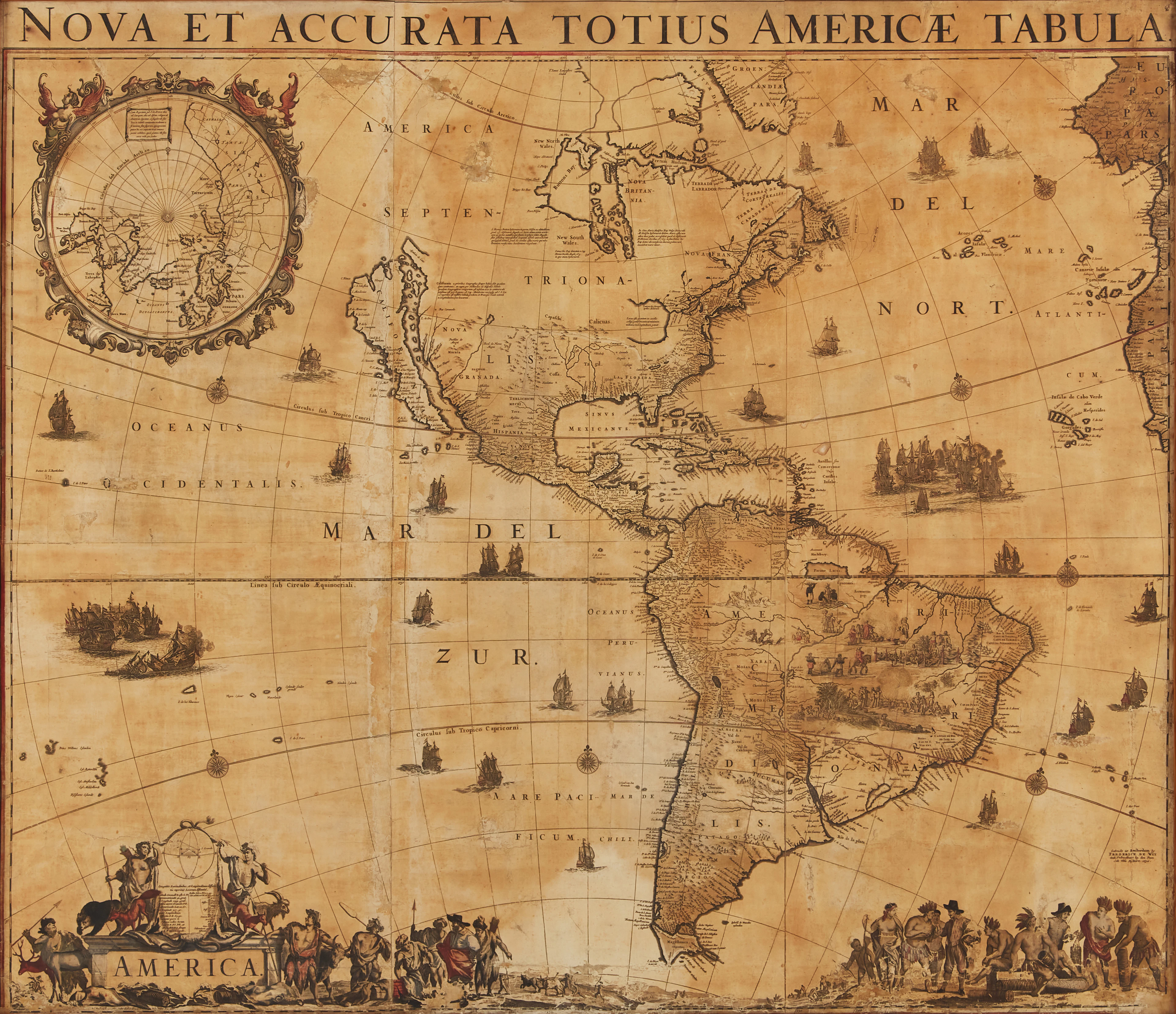 DE WIT'S RARE WALL-MAP OF AMERICA, 1672, Nova et accurata totius Americae