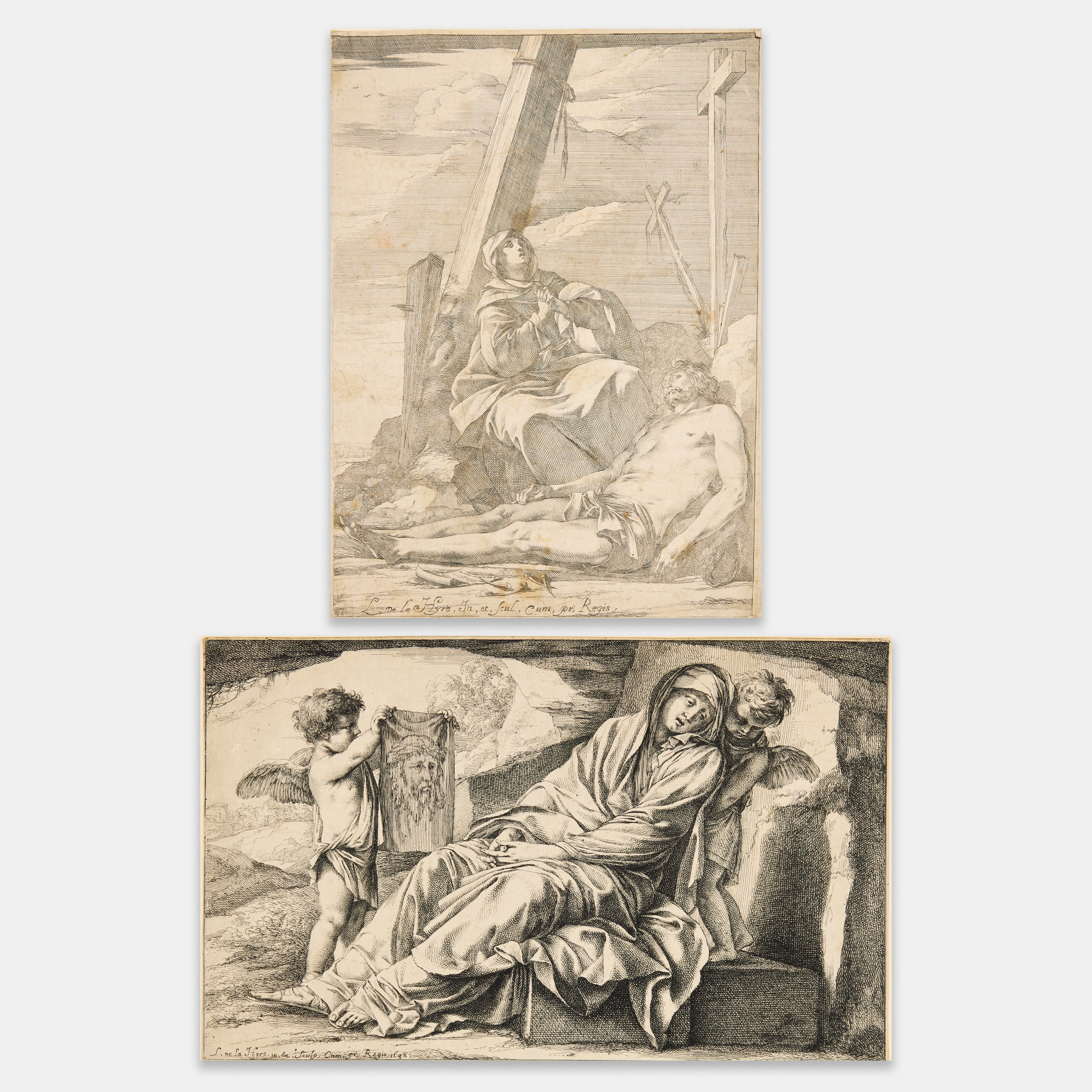 LAURENT DE LA HYRE (FRANCE 1606-1656). Two etchings. "Christ and the