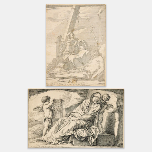 LAURENT DE LA HYRE (FRANCE 1606-1656). Two etchings. "Christ and the