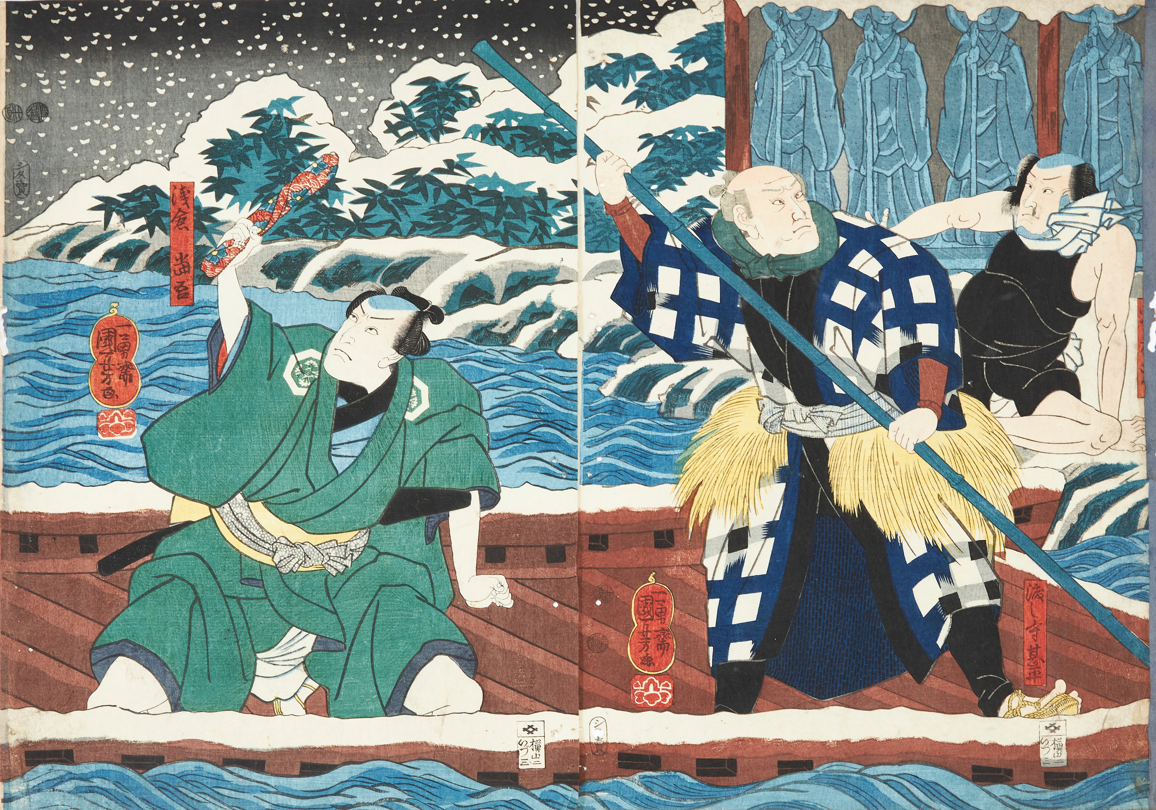 UTAGAWA KUNIYOSHI (JAPAN, 1797–1861). Two woodblock prints.