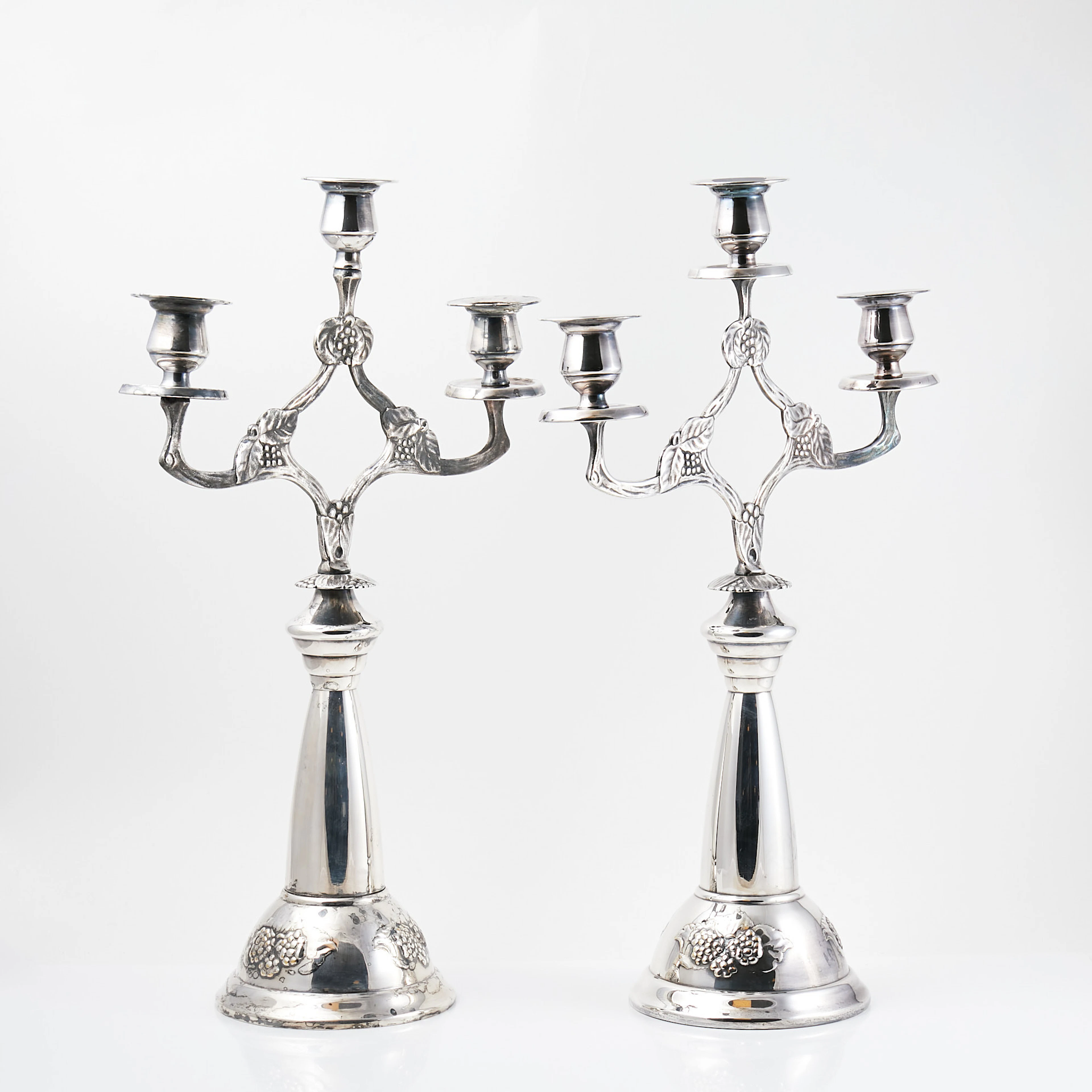 KANDELABRAR, 1 par, jugend, nysilver, 1900-tal.