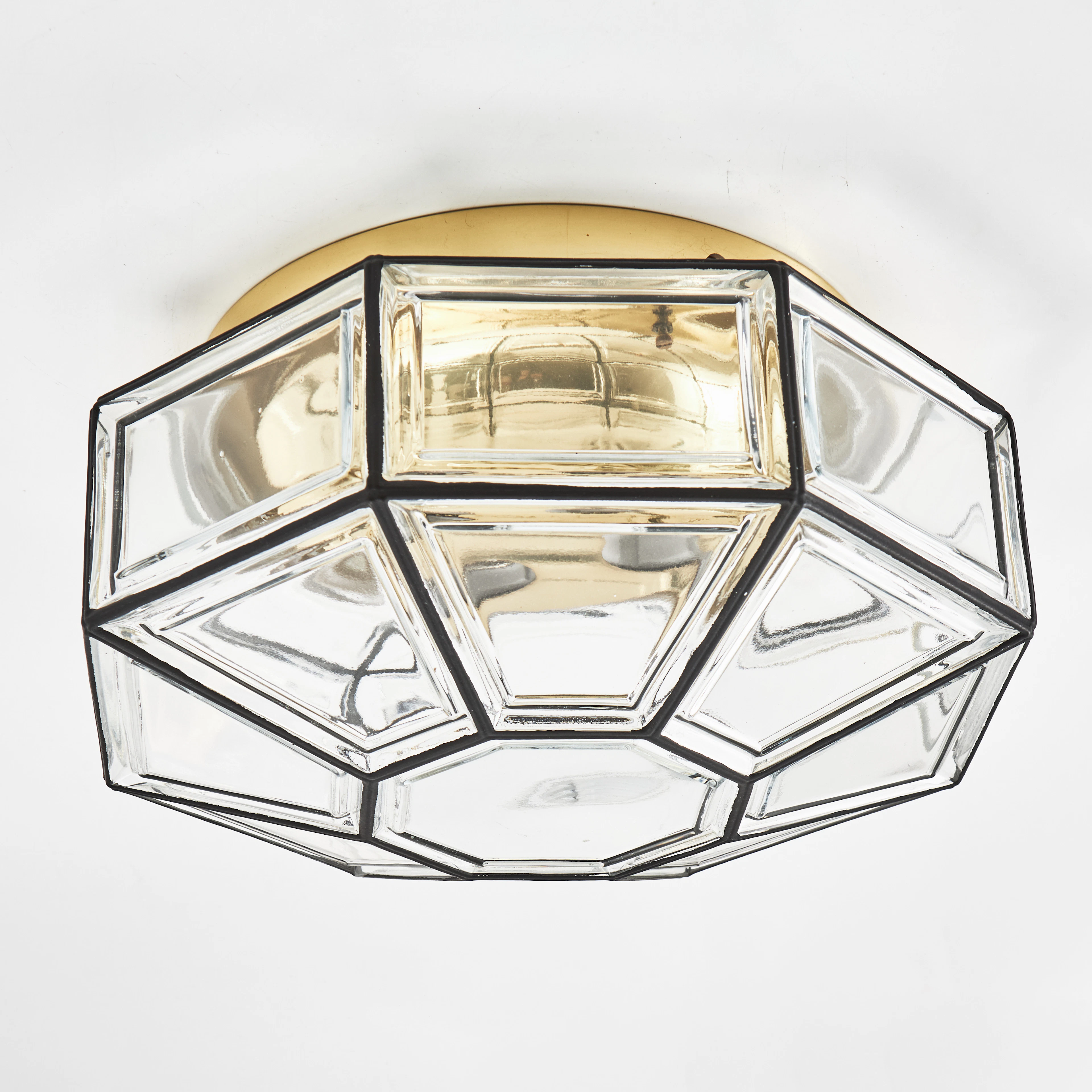 TAKLAMPA, Hollywood Regency, 1970/80-tal, glas, mässing, Glashütte Limburg.