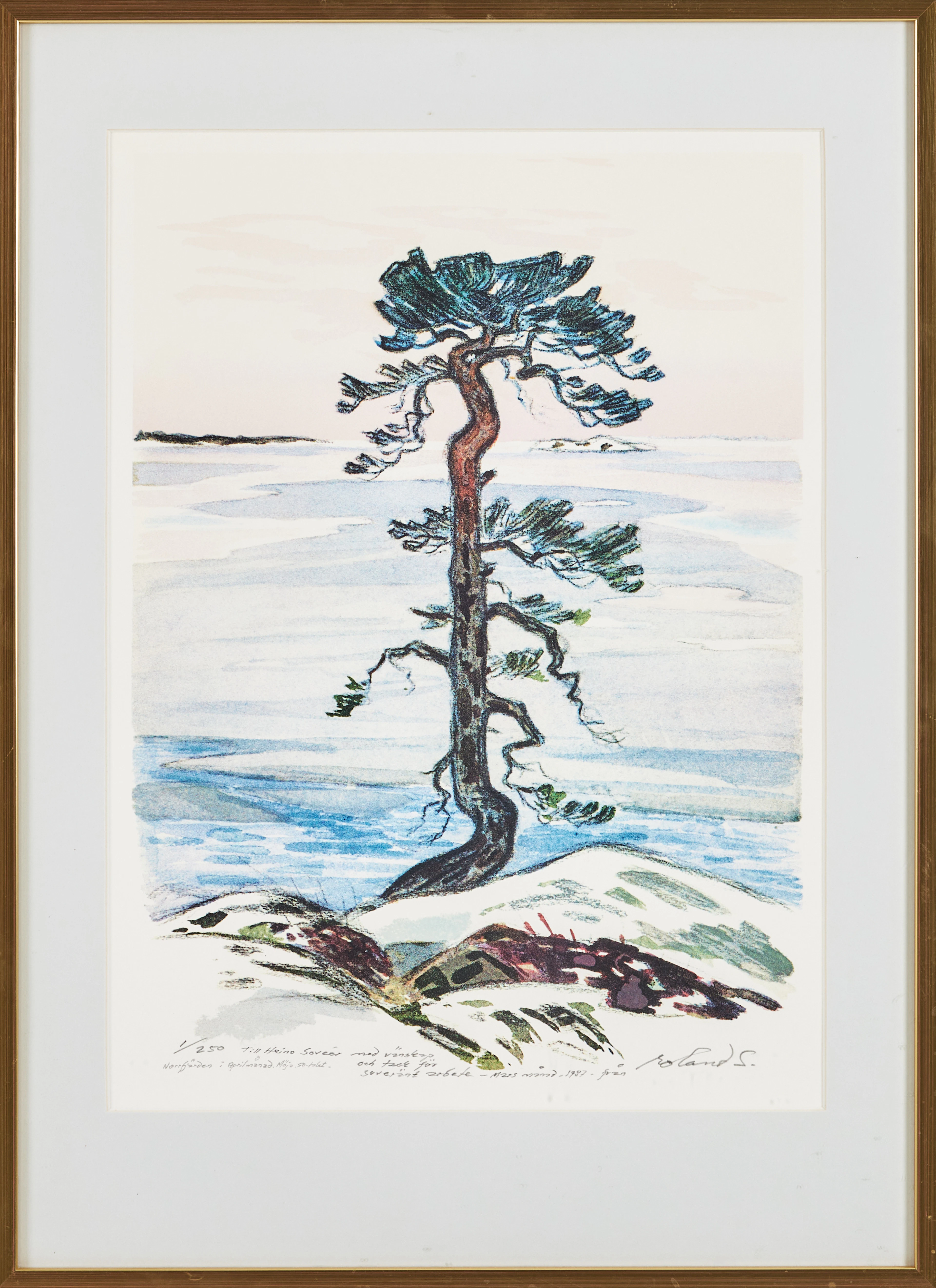 ROLAND SVENSSON. "Norrfjärden i april månad", färgoffset, signerad, 1/250.