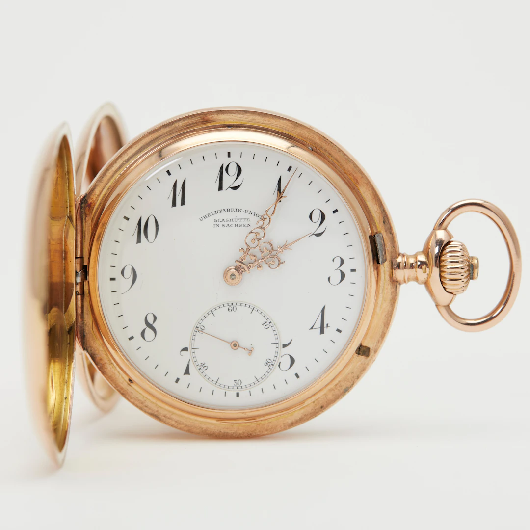 GLASHÜTTE. Savonnette-Taschenuhr, 585er Roségold, um 1910, Deutschland.