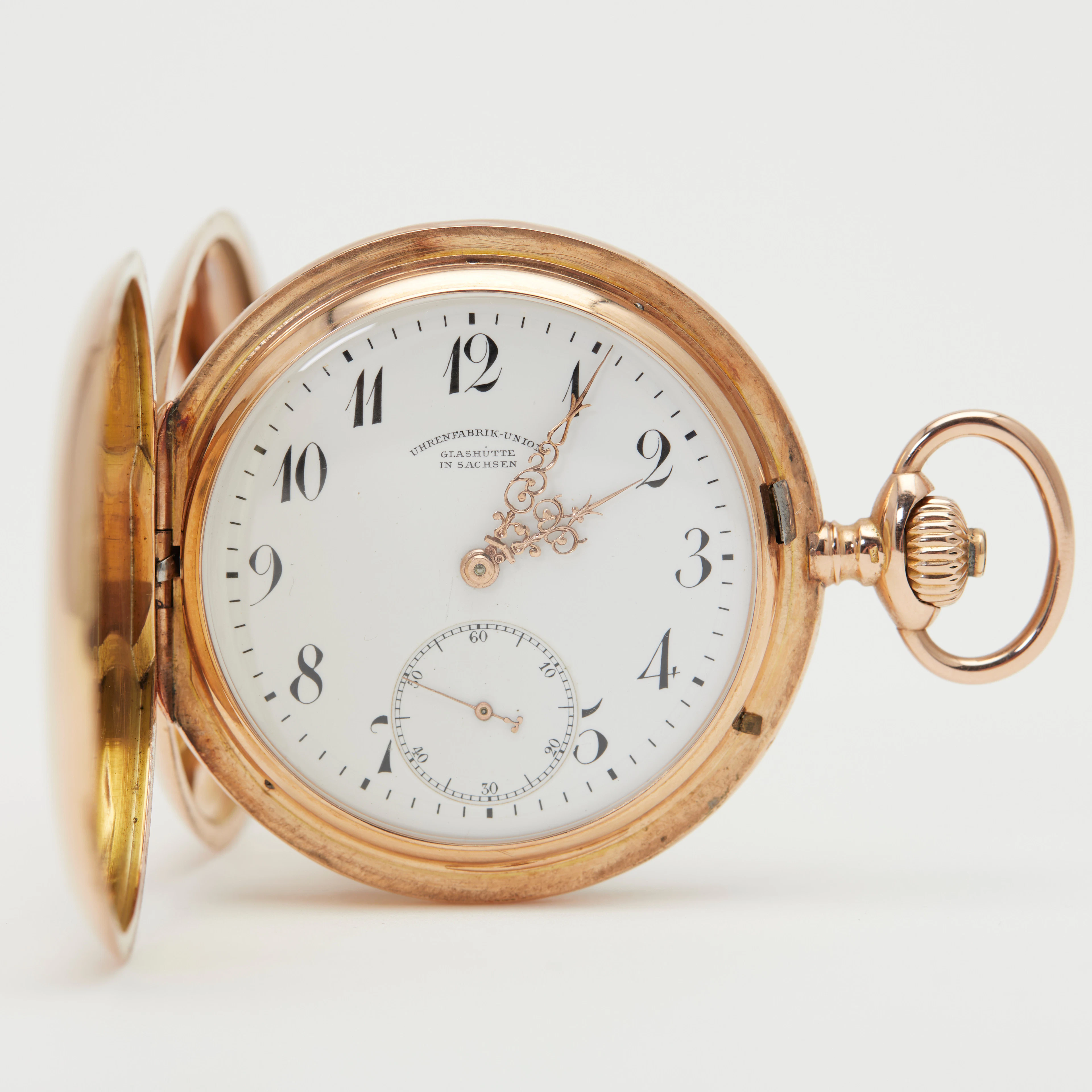 GLASHÜTTE. Savonnette-Taschenuhr, 585er Roségold, um 1910, Deutschland.