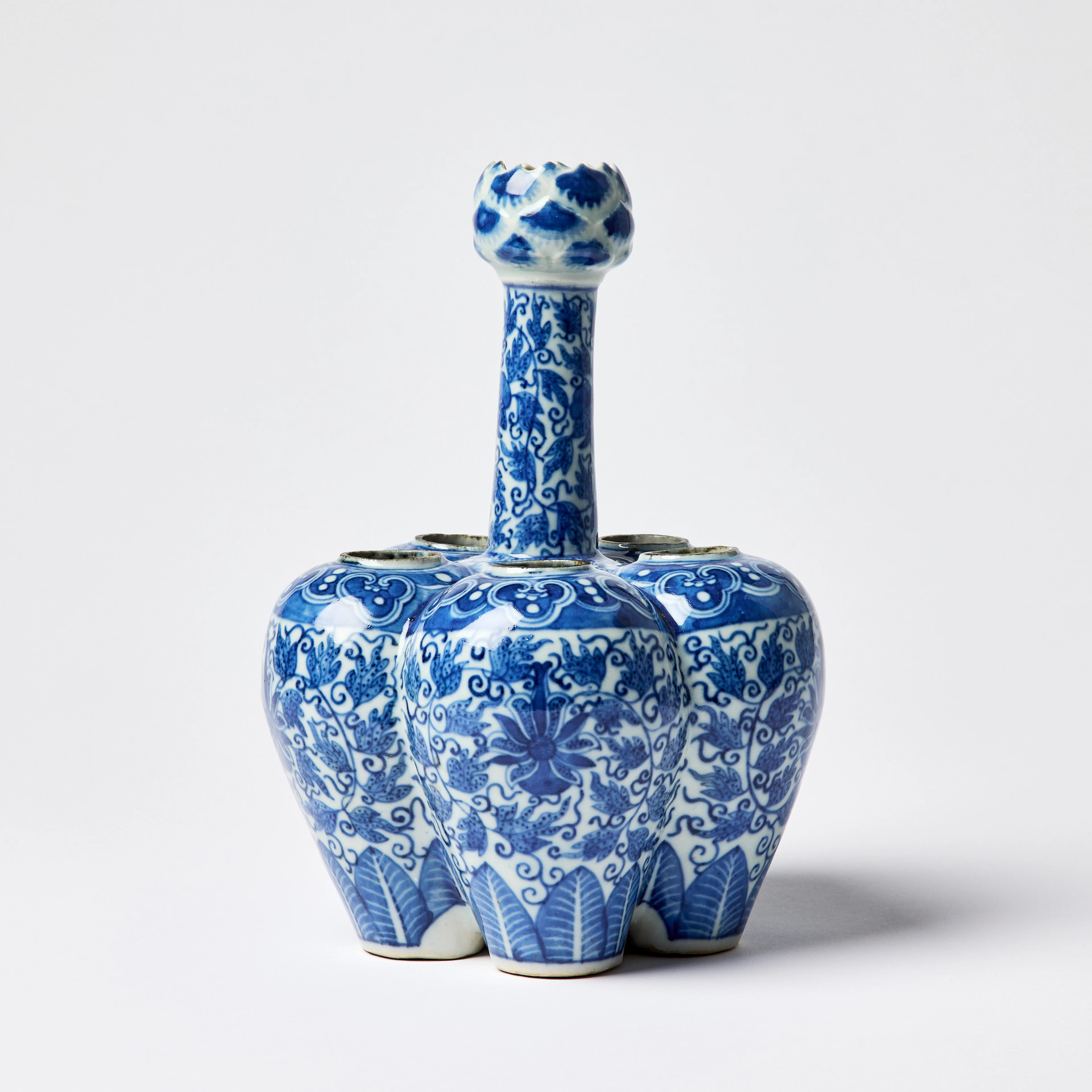A Chinese Six-Spouted Blue and White Tulip Vase.