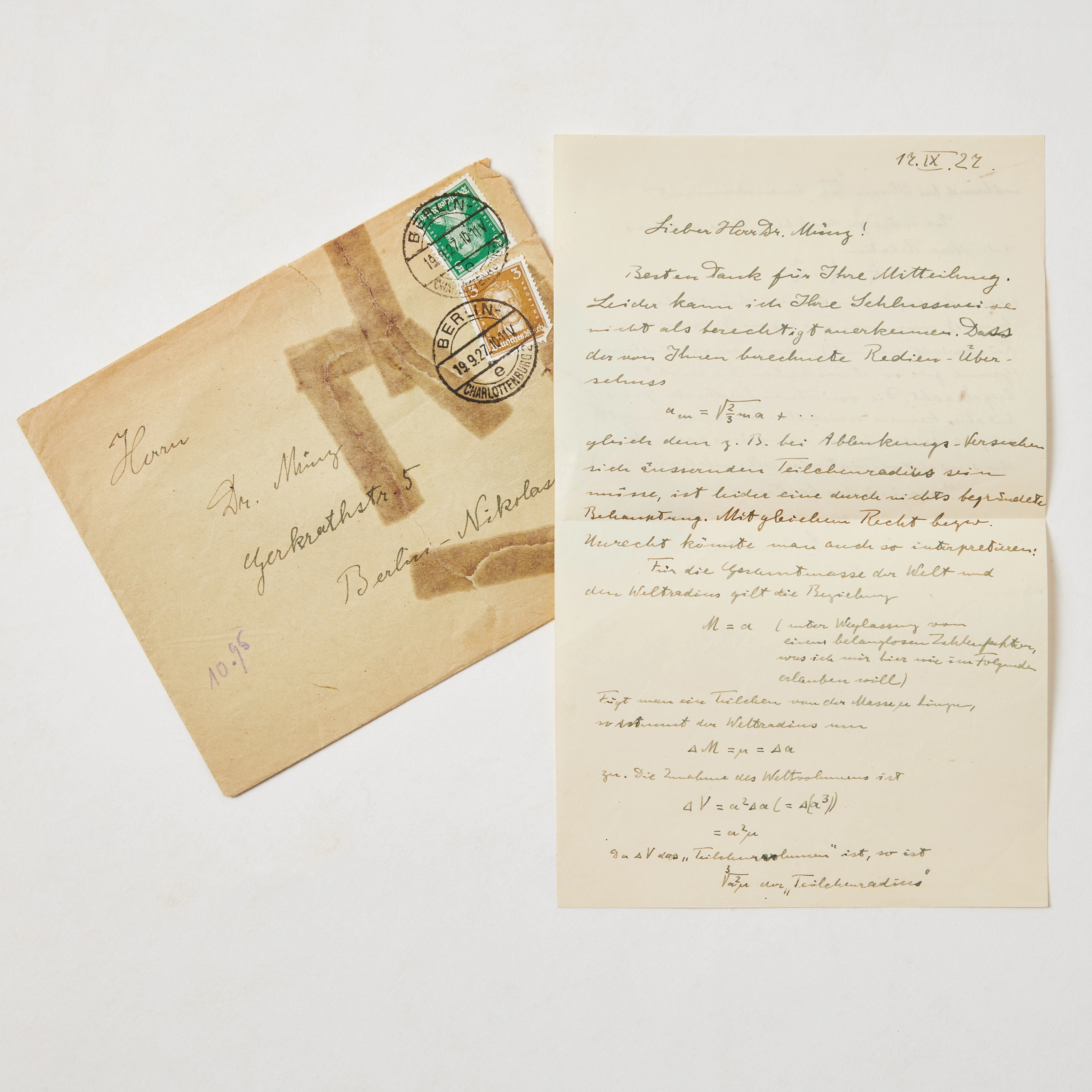 ALBERT EINSTEIN, AUTOGRAPH LETTER SIGNED TO HERMAN MÜNTZ IN 1927.