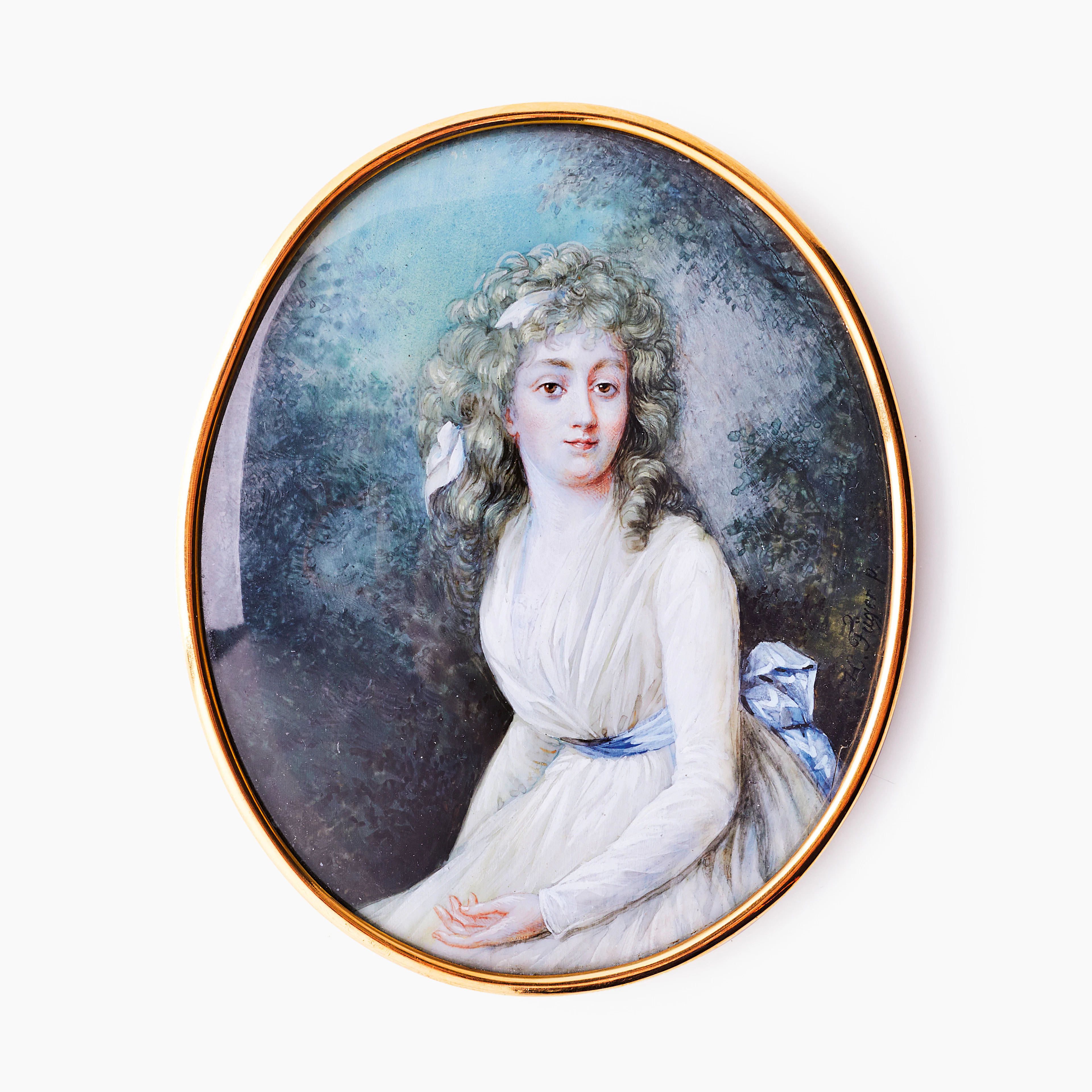HEINRICH FRIEDRICH FÜGER (1751‑1818). Efter. Porträttminiatyr föreställande