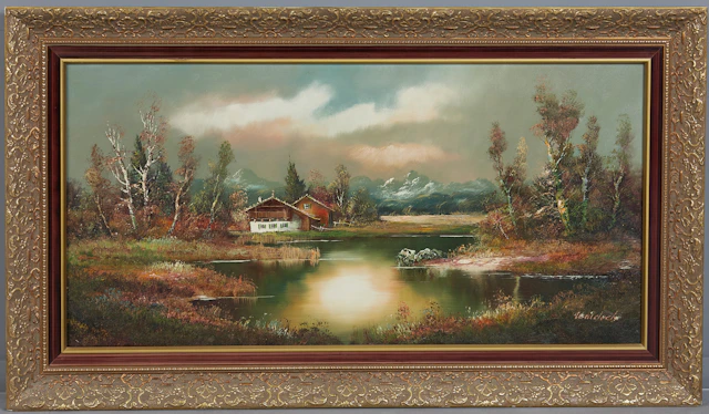 DEUTSCHER KÜNSTLER (20. JH.). Uferlandschaft, Ölgemälde.