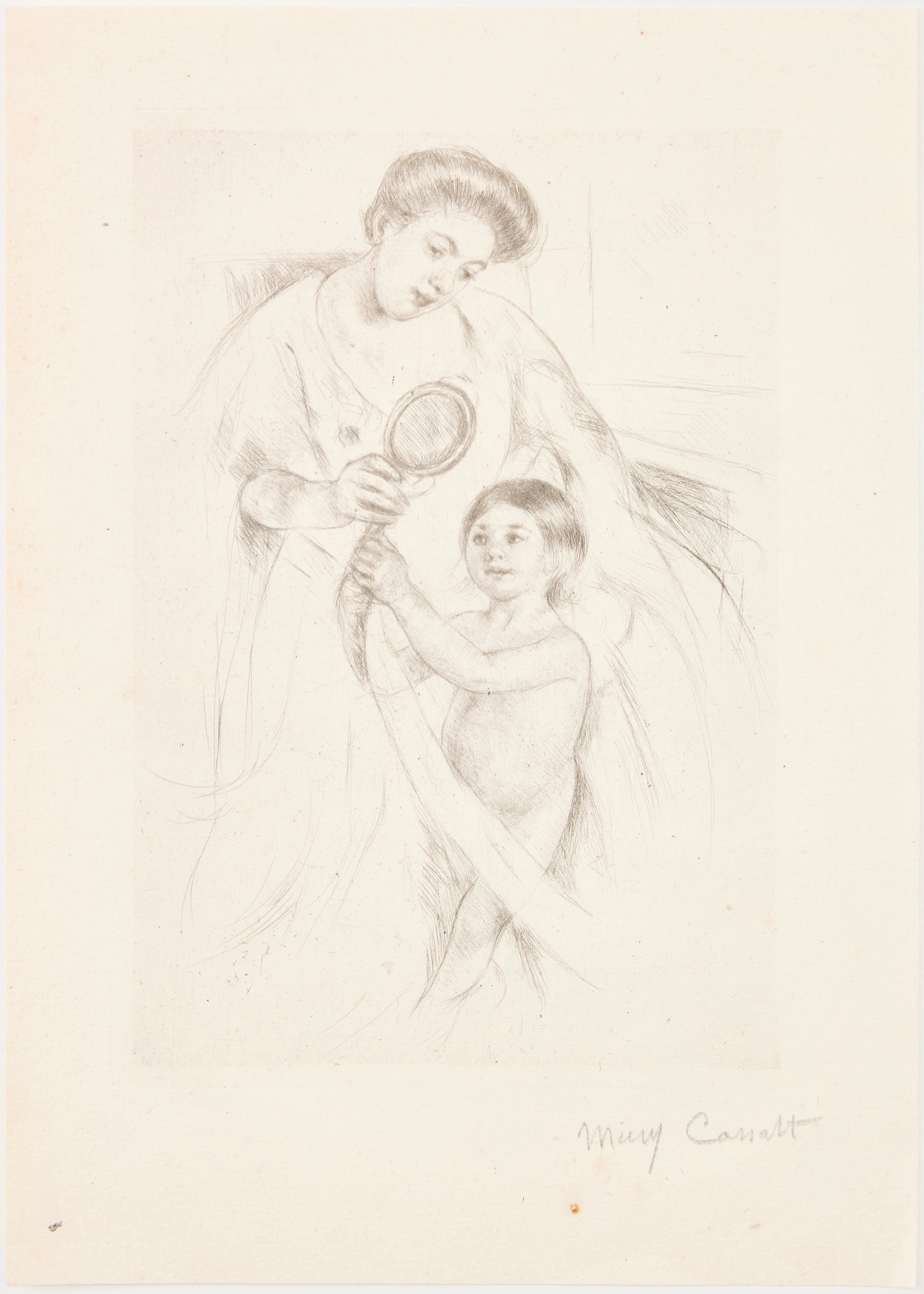 MARY CASSATT. "Looking into the Hand Mirror (No. 3).".