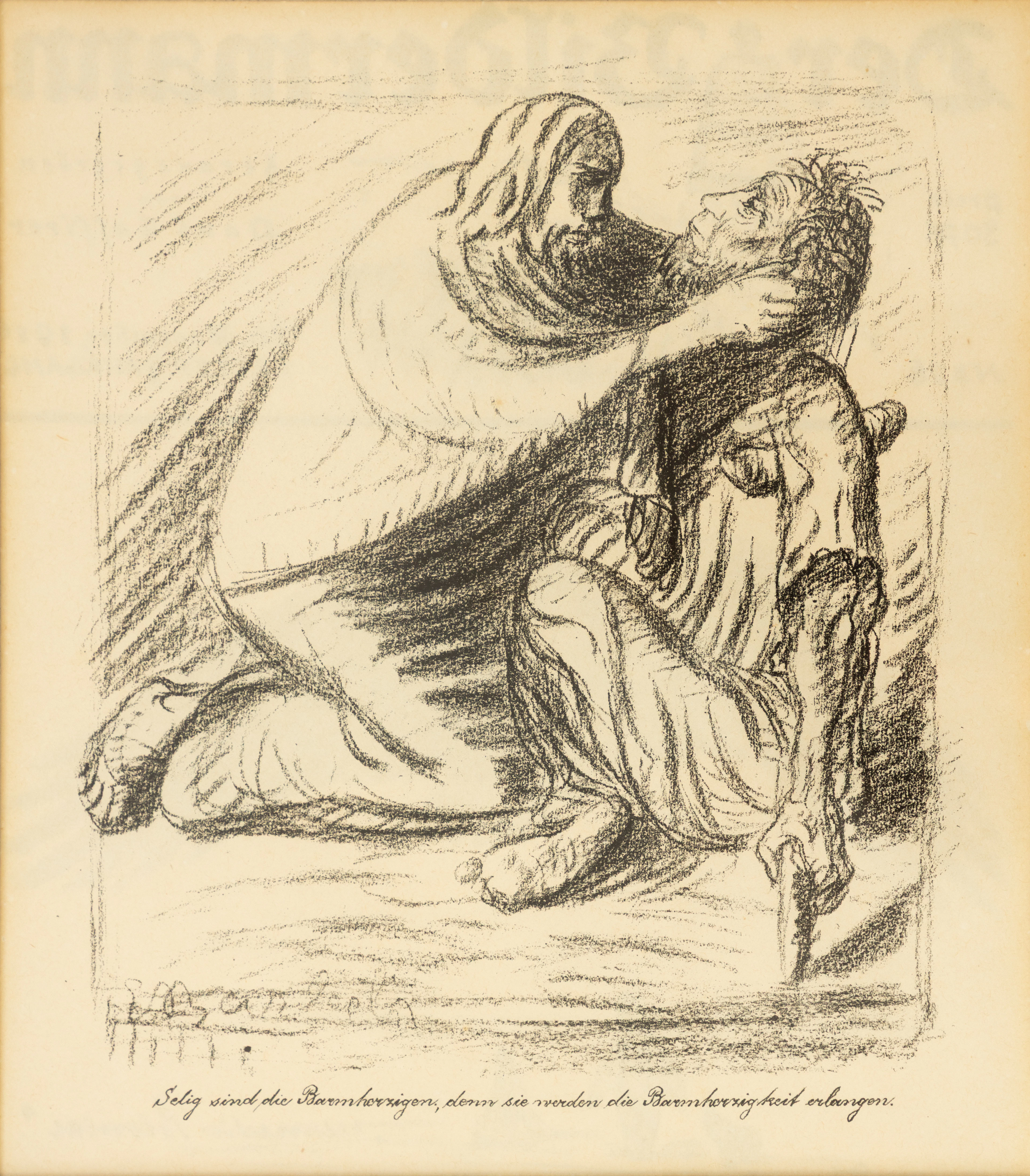 ERNST BARLACH (1870-1938). Selig sind die Barmherzigen, aus: Der Bildermann.