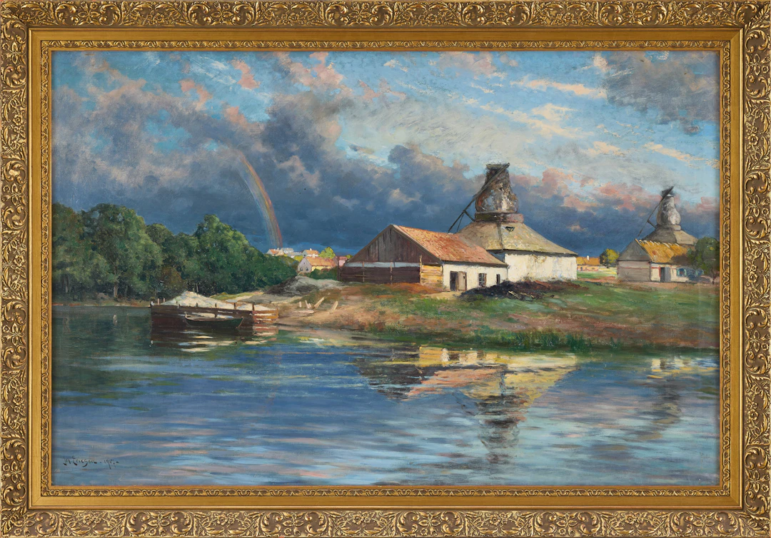 JOHAN ERICSON. Landskapsmotiv med regnbåge.