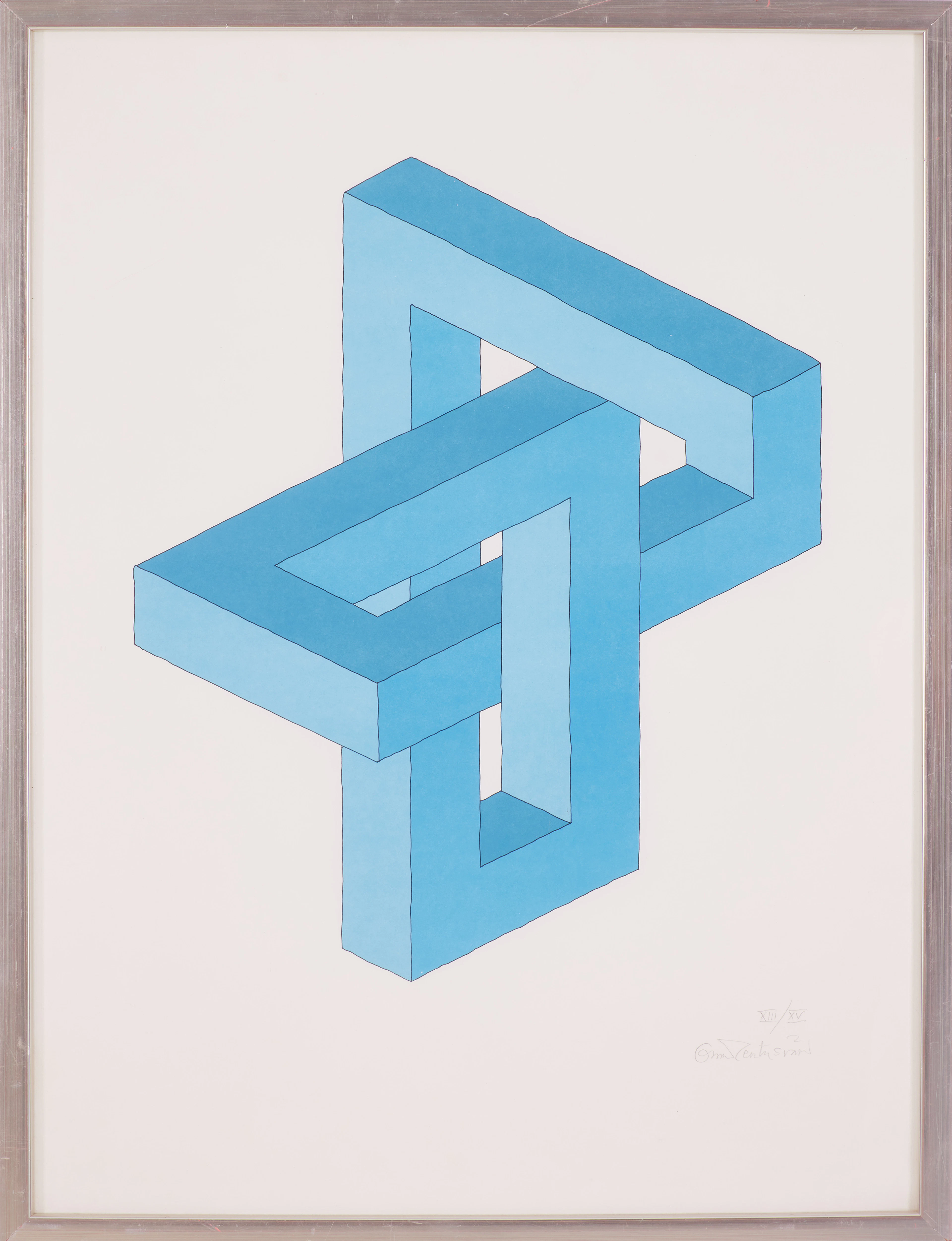 OSCAR REUTERSWÄRD. Omöjlig figur, färglitografi, numrerad XIII/ XV, signerad.