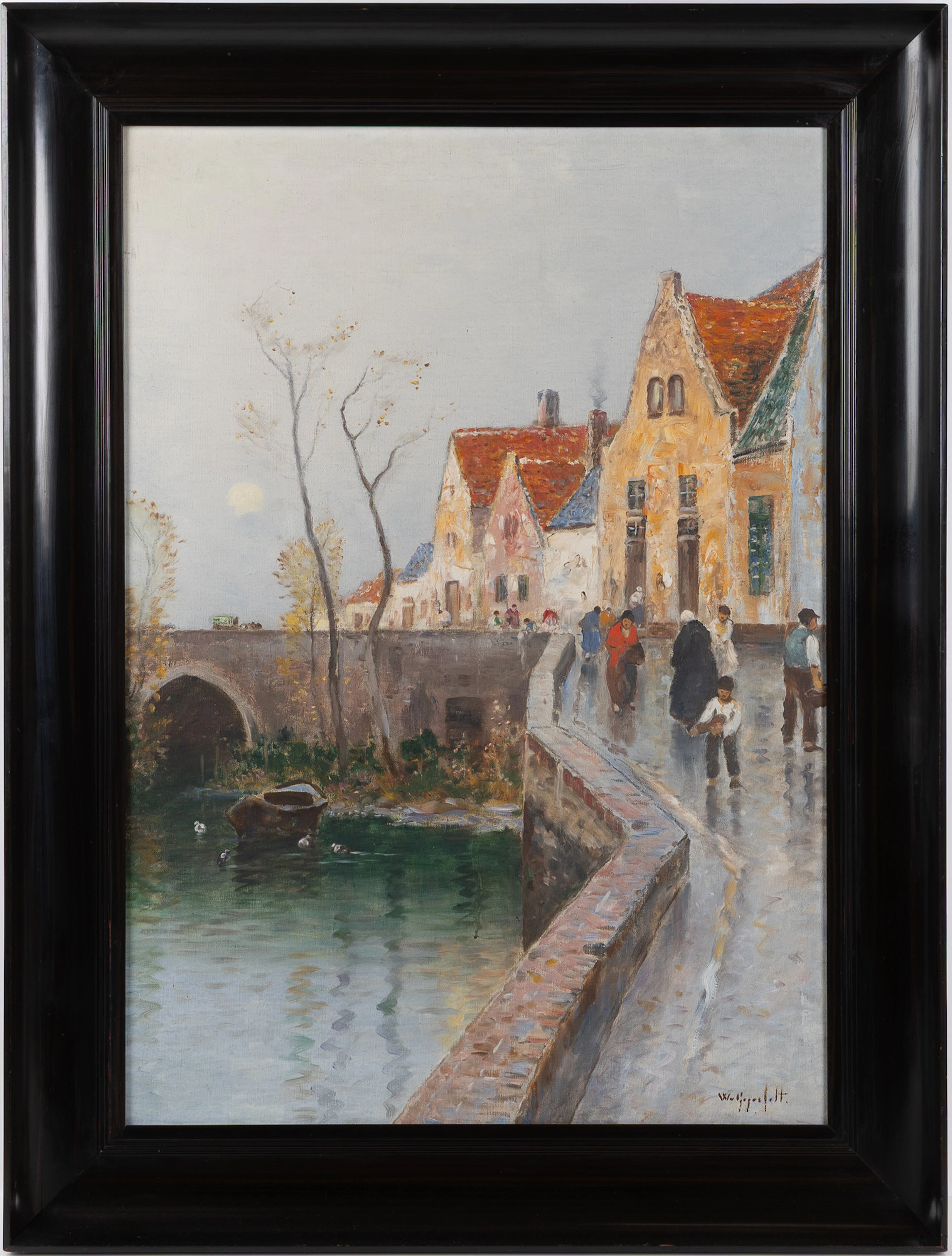 WILHELM VON GEGERFELT. Stadsmotiv med kanal, olja på duk.