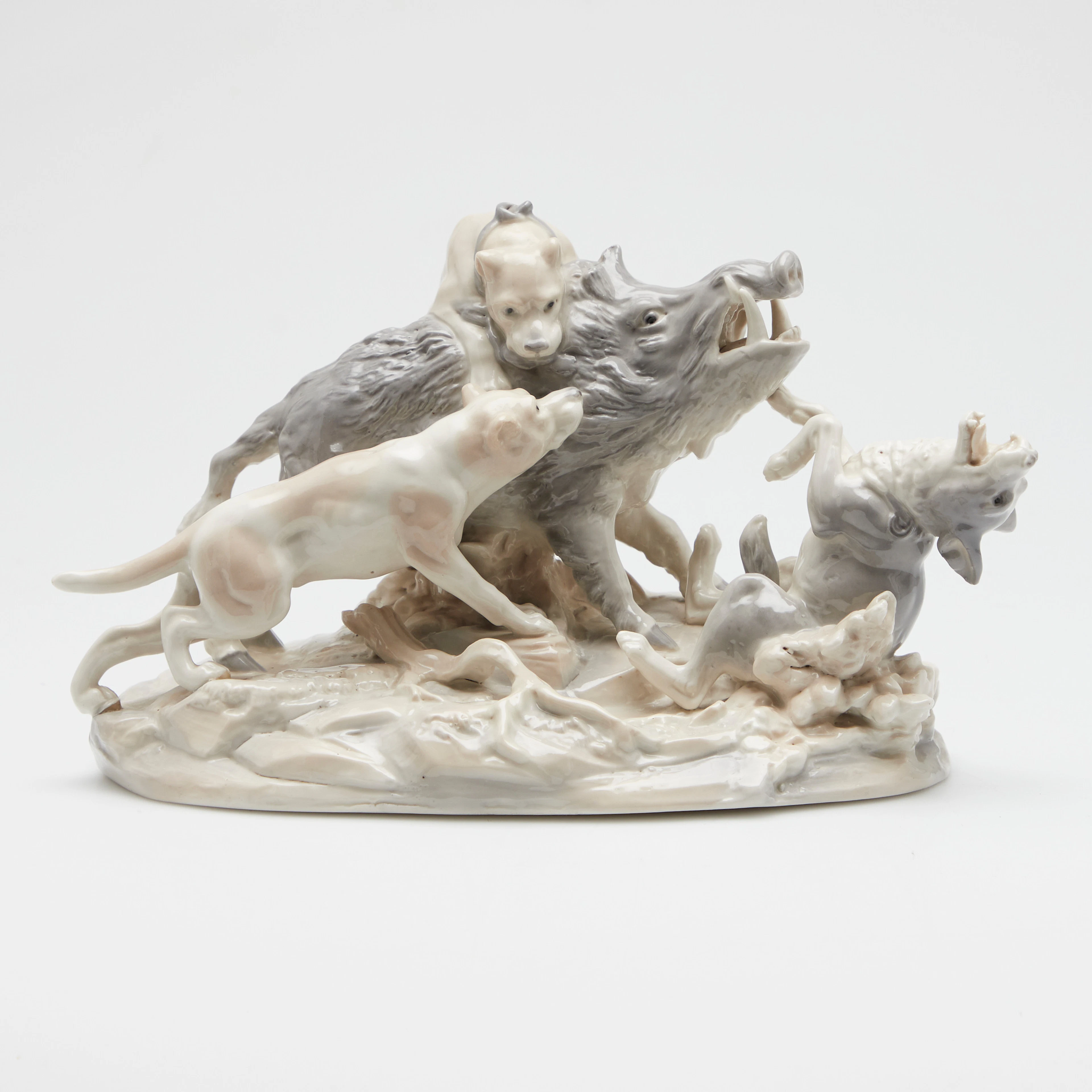 Schierholz und Sohn, Porzellan-Skulptur / Porzellanfigur, Hunde reißen