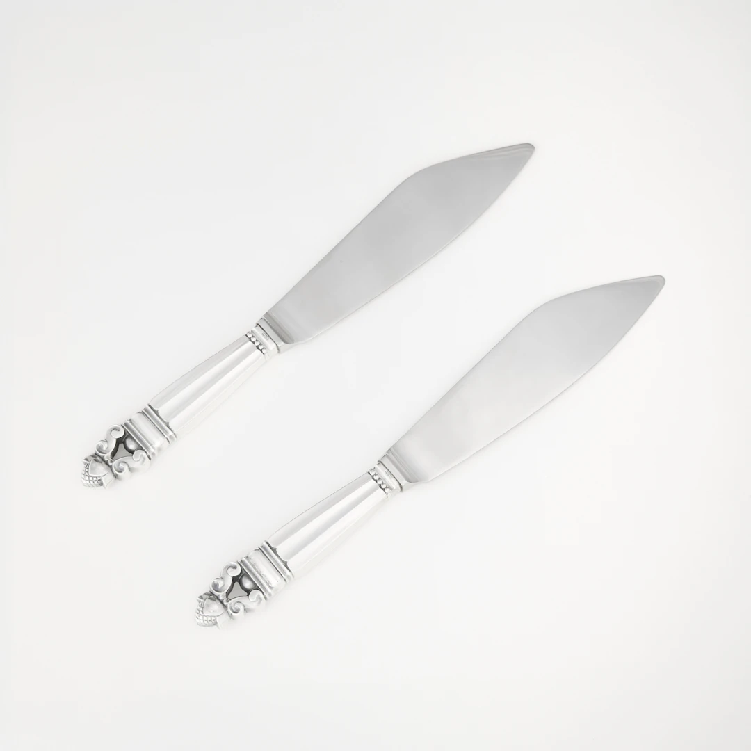 JOHAN ROHDE. Tårtknivar, ett par, sterlingsilver, Georg Jensen, Danmark