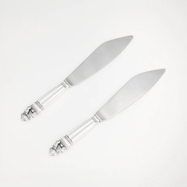JOHAN ROHDE. Tårtknivar, ett par, sterlingsilver, Georg Jensen, Danmark