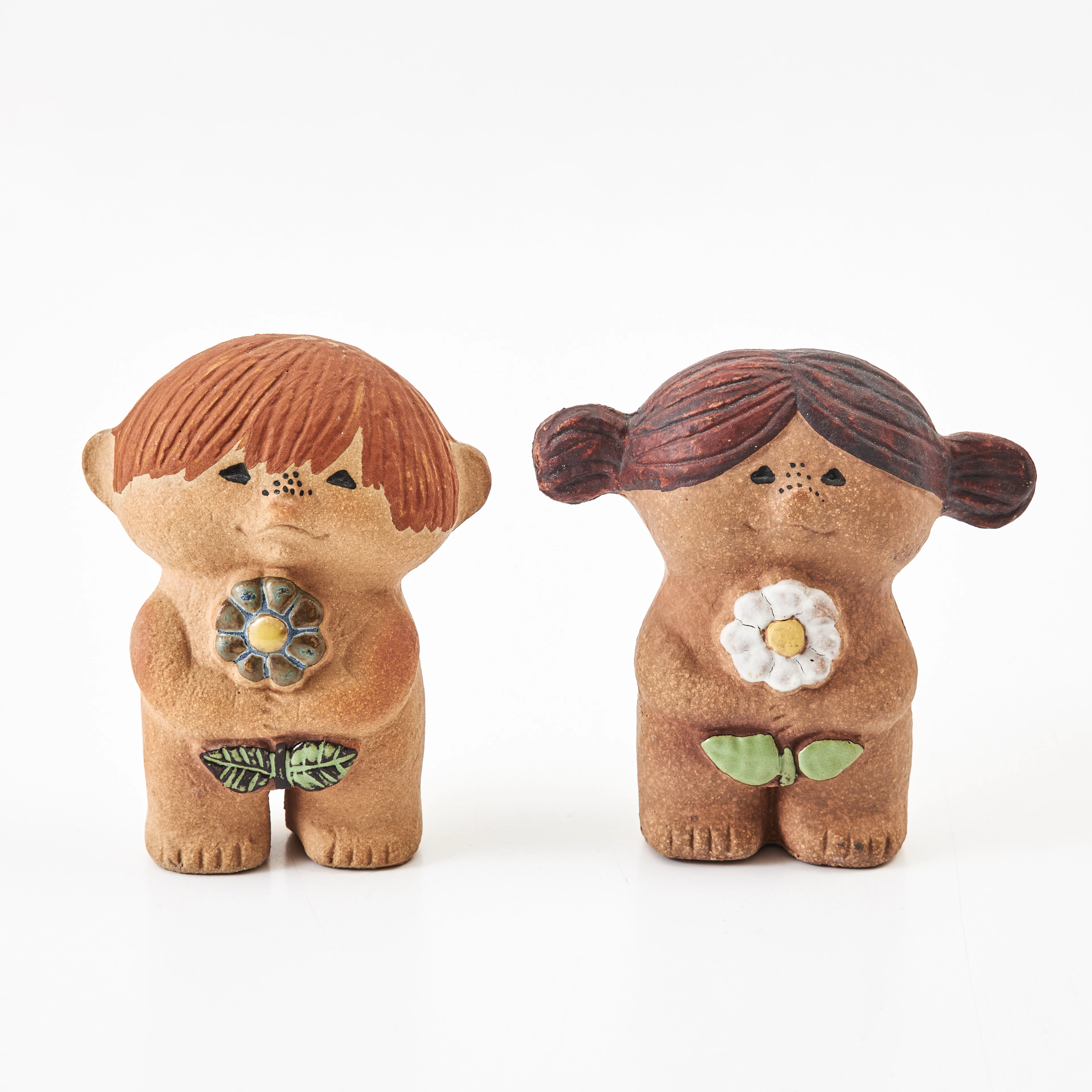 LISA LARSON. Adam och Eva, figuriner, ett par, stengods, Gustavsberg, 1970-tal.