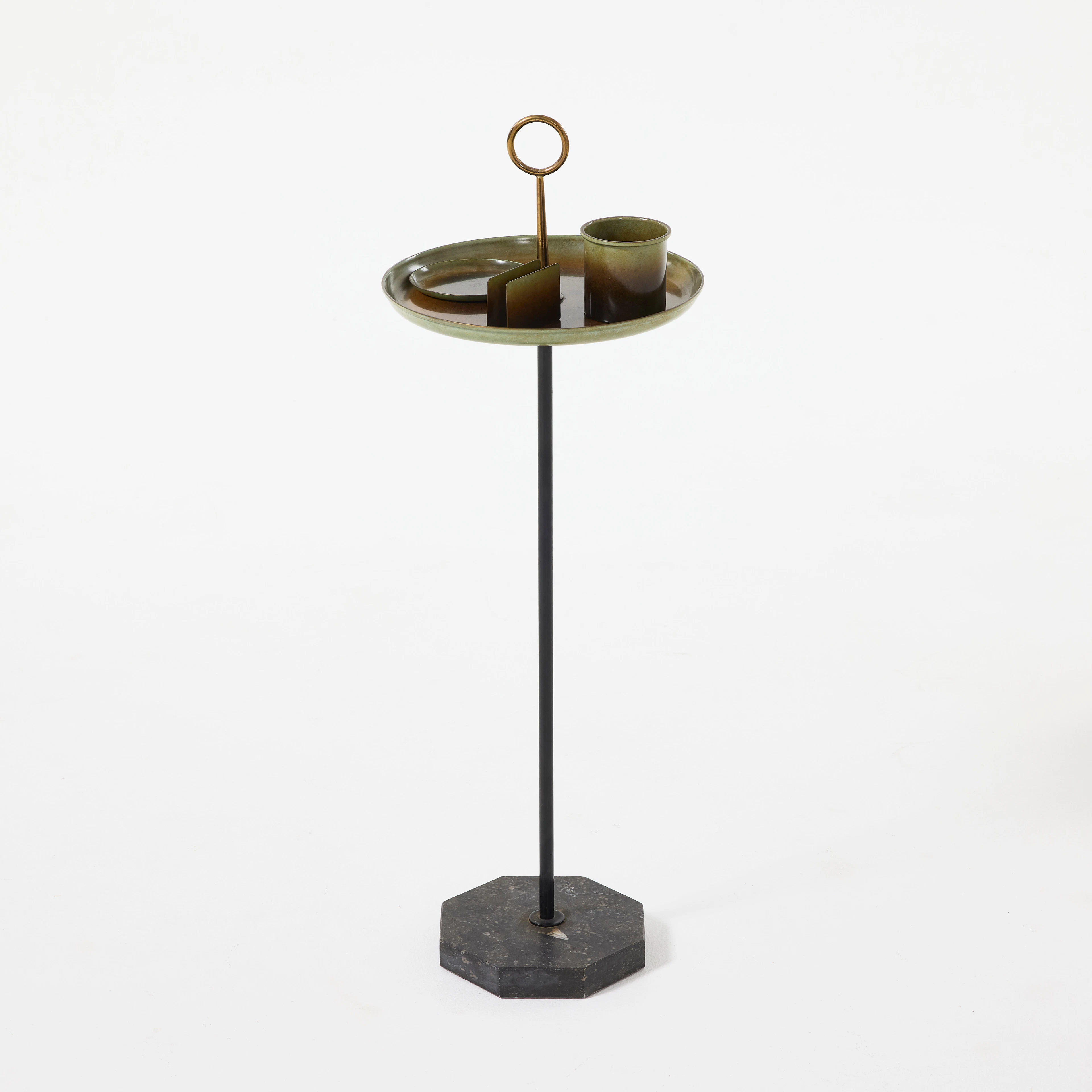 GUNNAR ANDER. Drink/rökbord, Ystad brons, 4 delar, svartlackerad metall