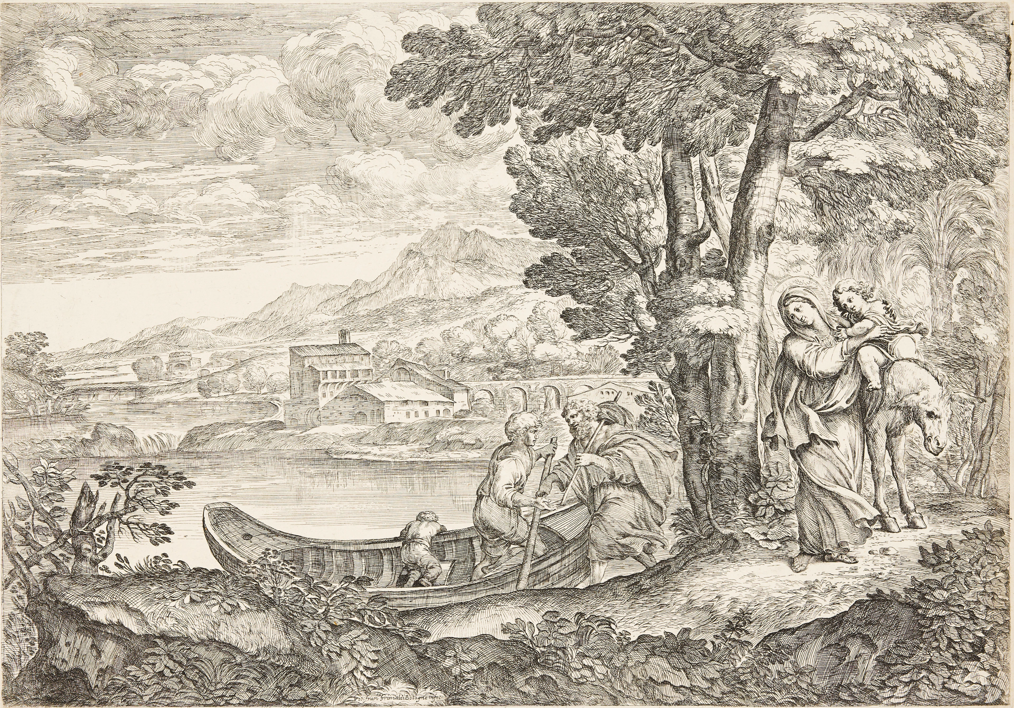 GIOVANNI FRANCESCO GRIMALDI (ITALY 1628-1680). "Landscape with the