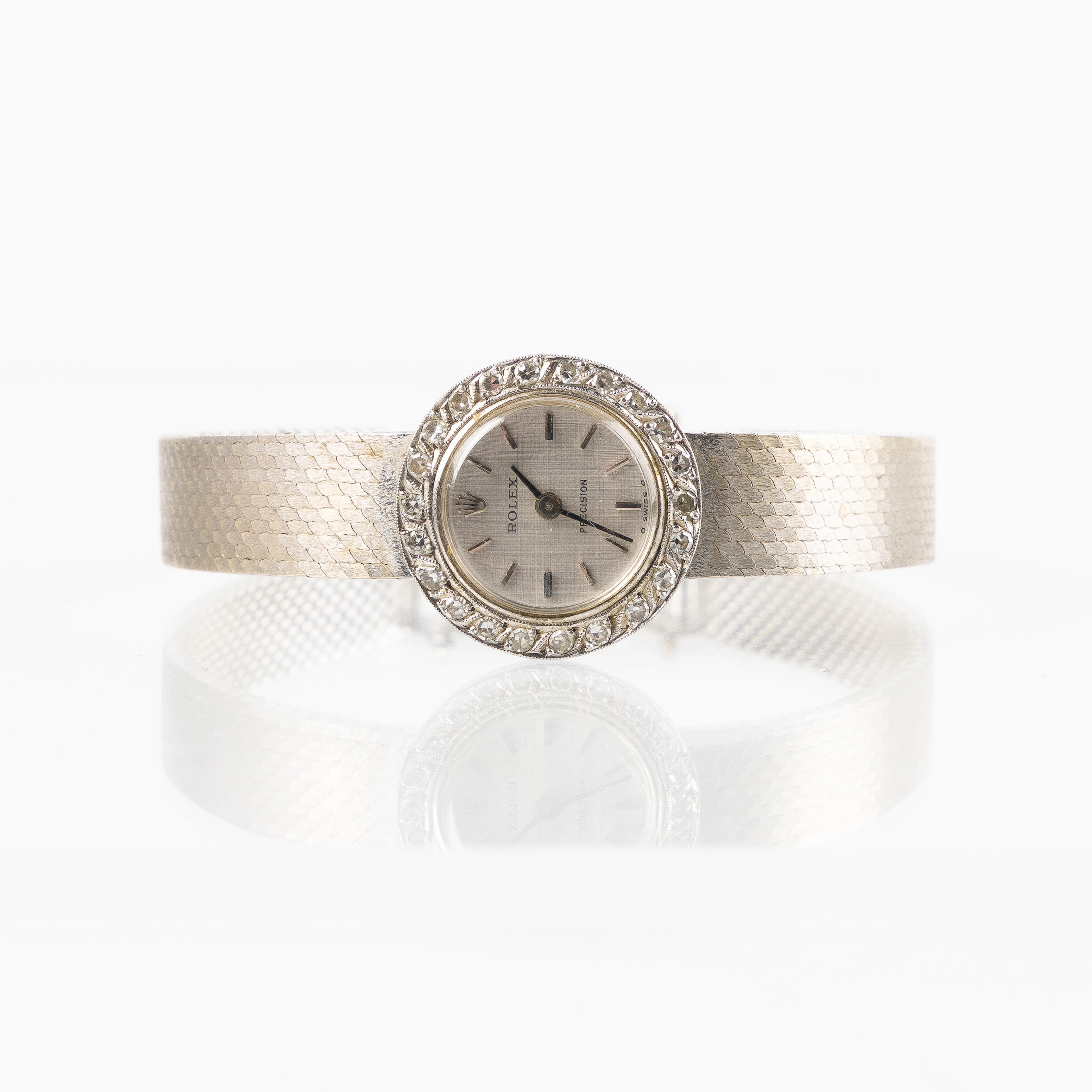 ROLEX, Precision, smyckesur, 18K vitguld, diamantring. ca 1965.