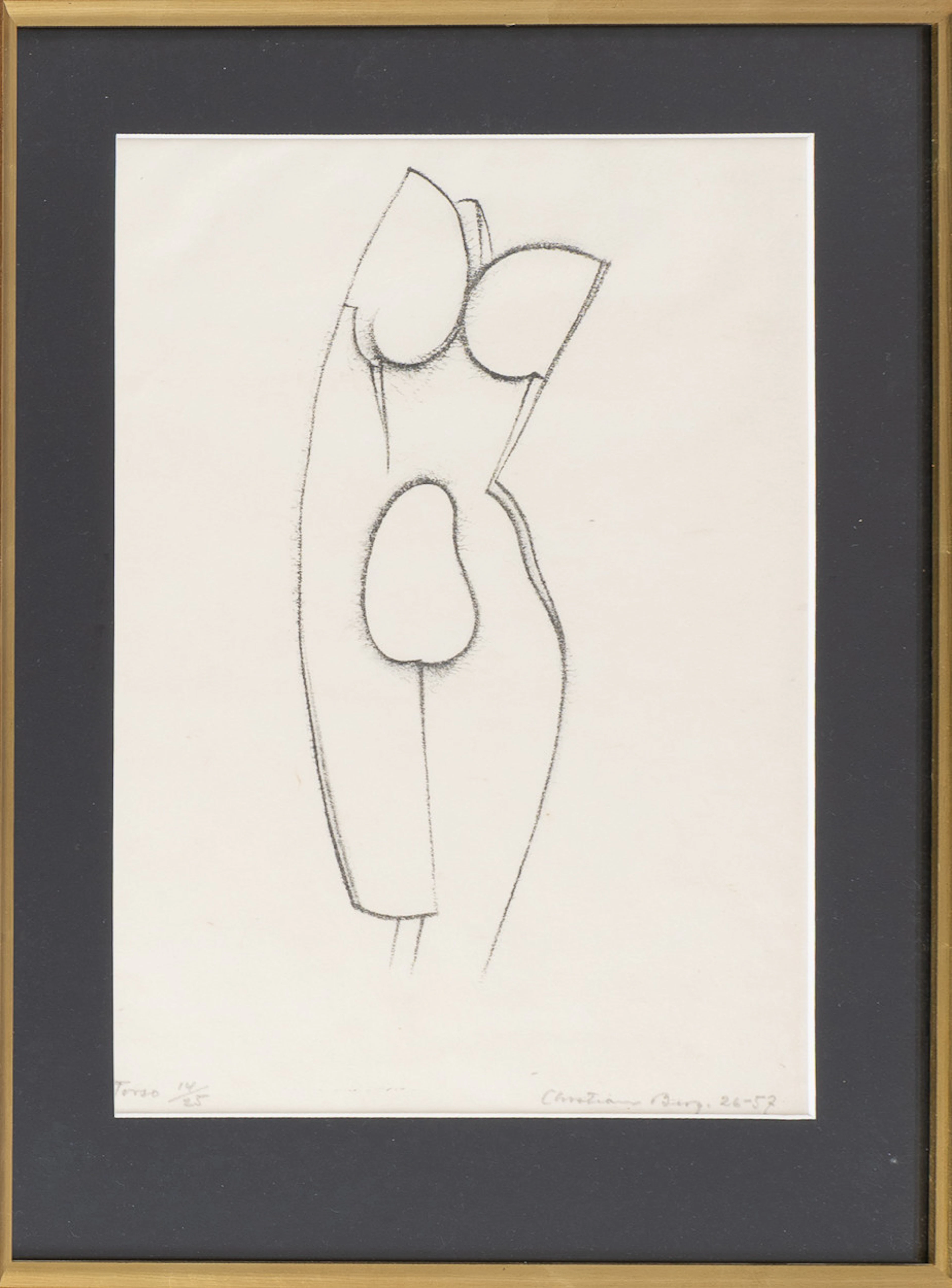 CHRISTIAN BERG. "Torso", litografi.