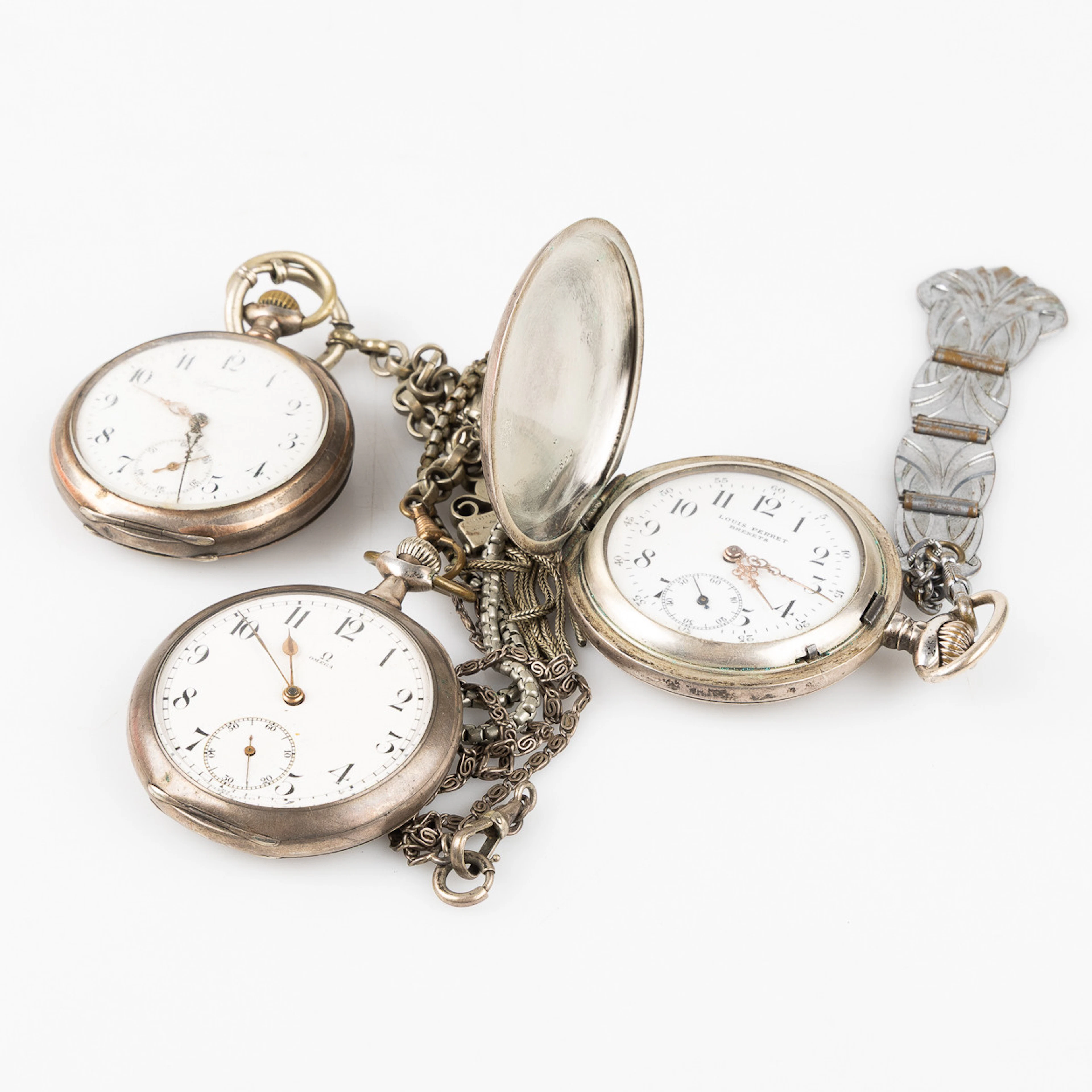 FICKUR, 3 st. Omega, Longines samt Louis Perret Bennet.
