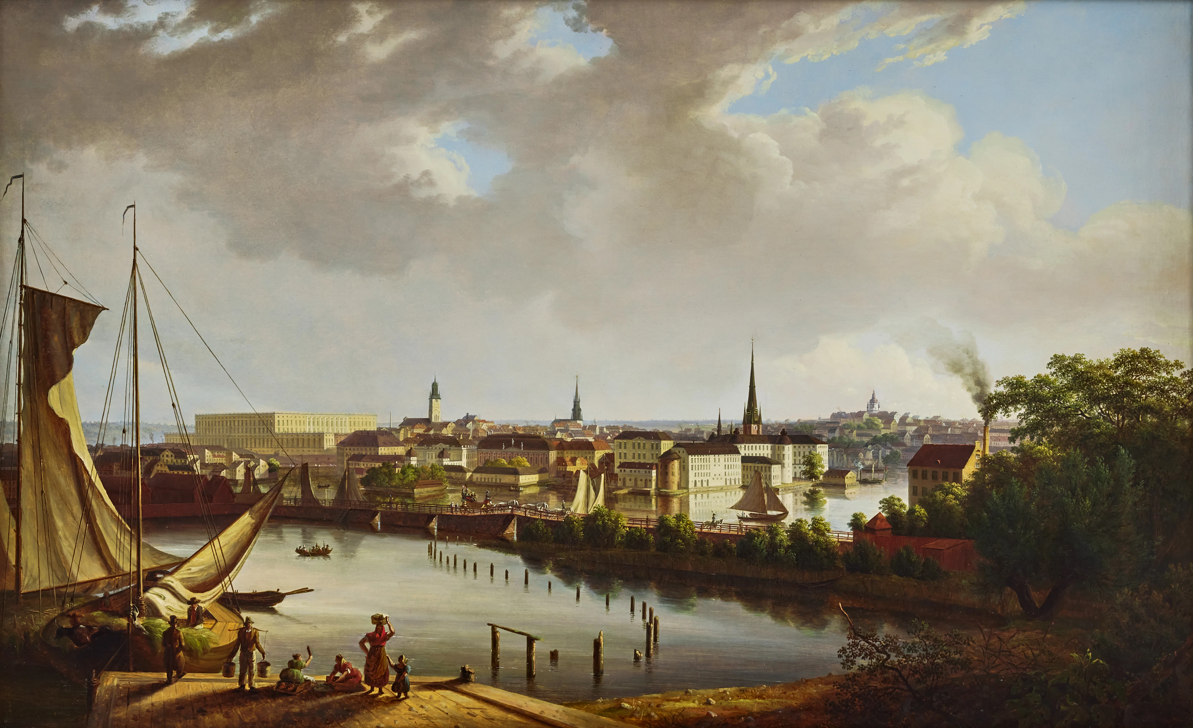 THOMAS FEARNLEY (NORWAY 1802-1842). View of Stockholm, from Kungsholmen.