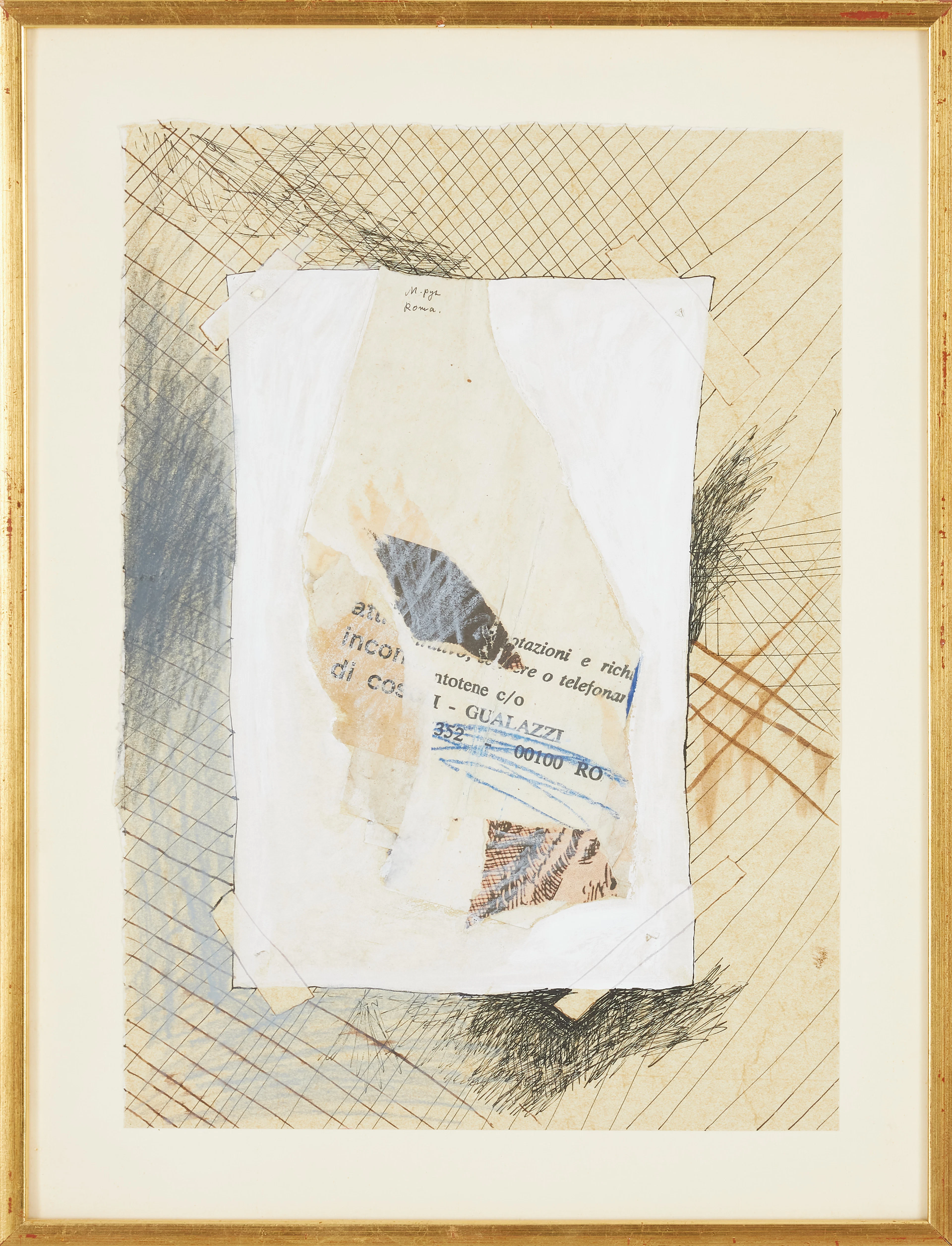 MADELEINE PYK. "Roma", blandteknik/collage, signerad.