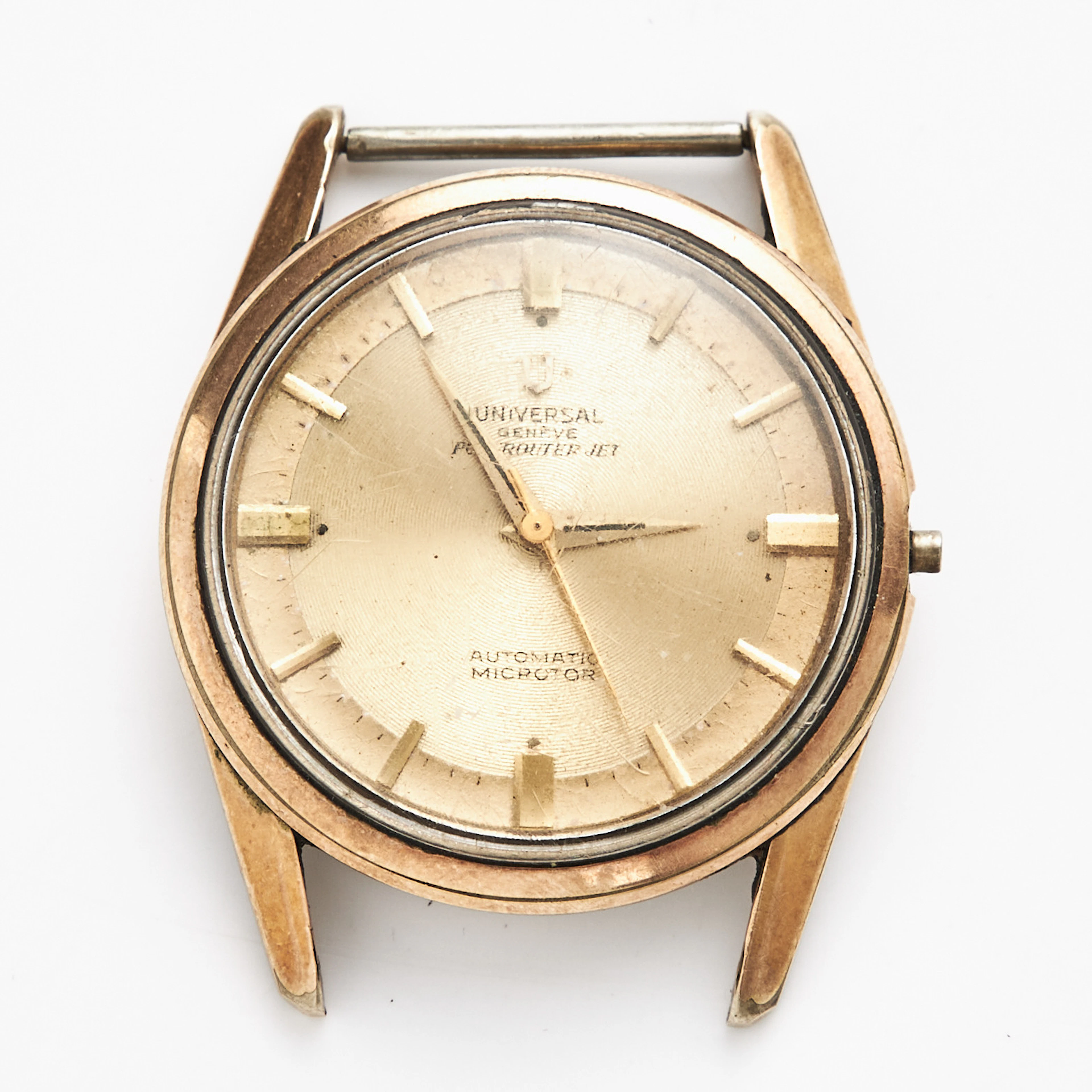 HERRARMBANDSUR, Universal, Geneve, guld på stål, automatic.