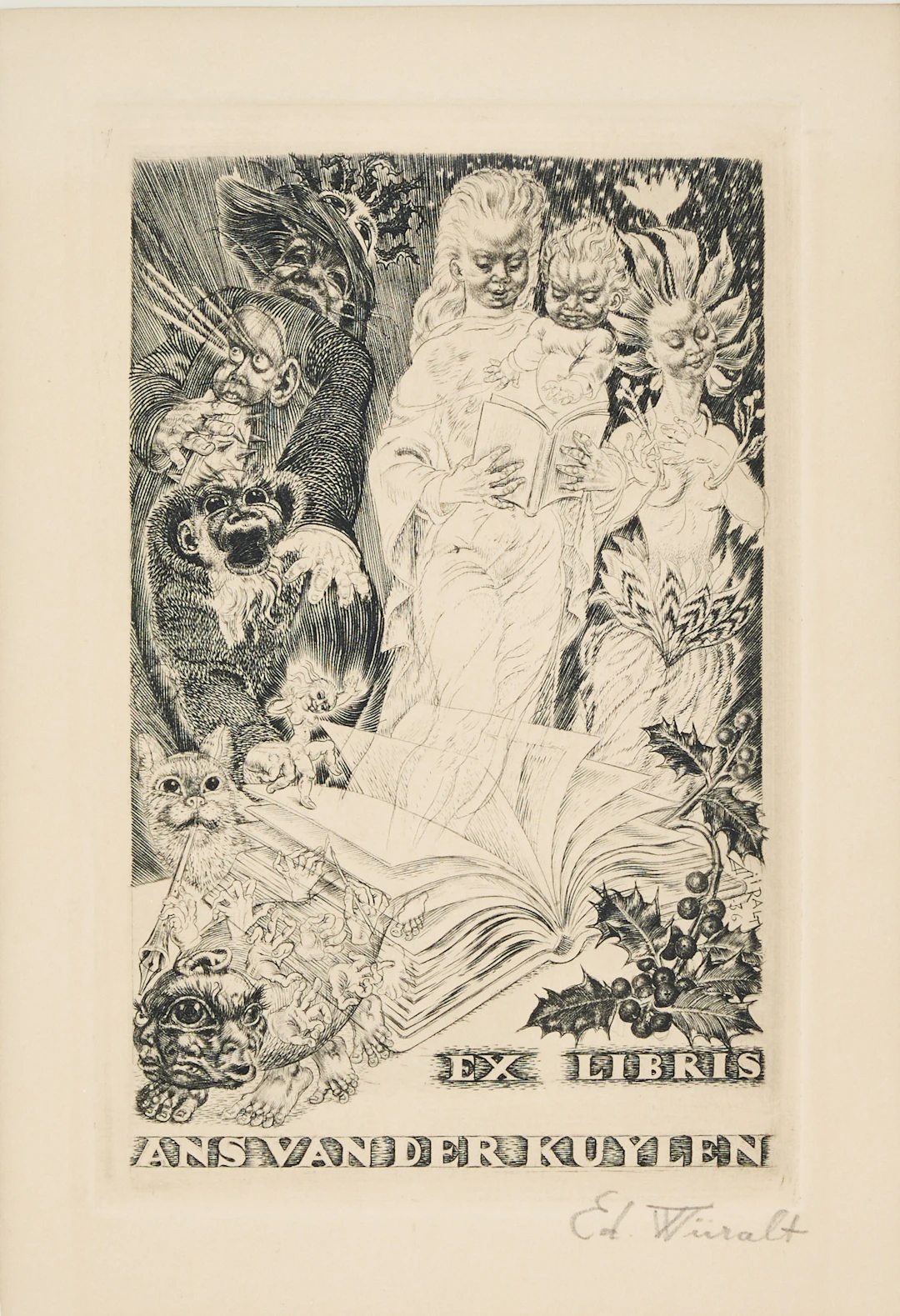 EDUARD WIIRALT. "Ex Libris ans van der Kuylen".