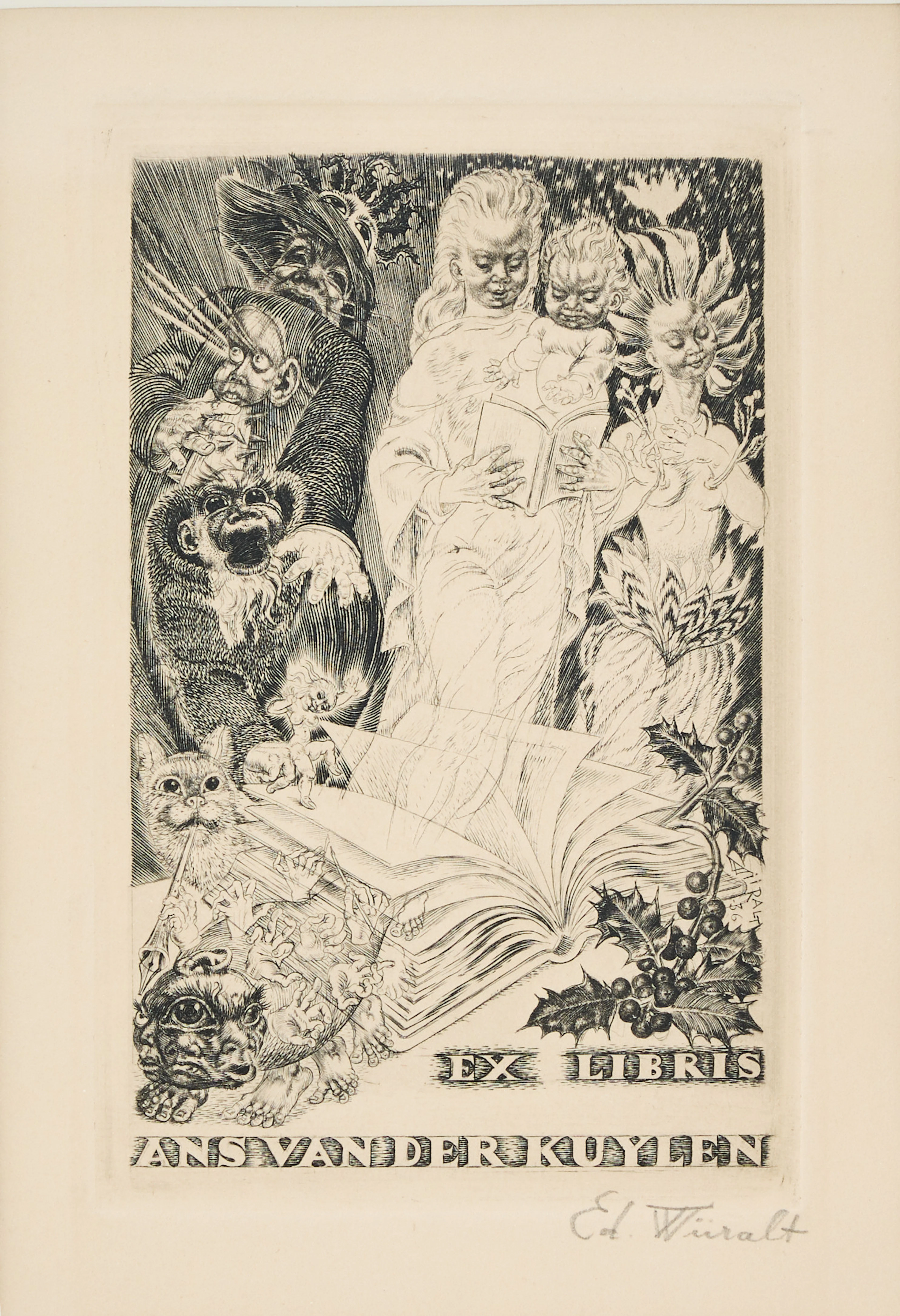 EDUARD WIIRALT. "Ex Libris ans van der Kuylen".