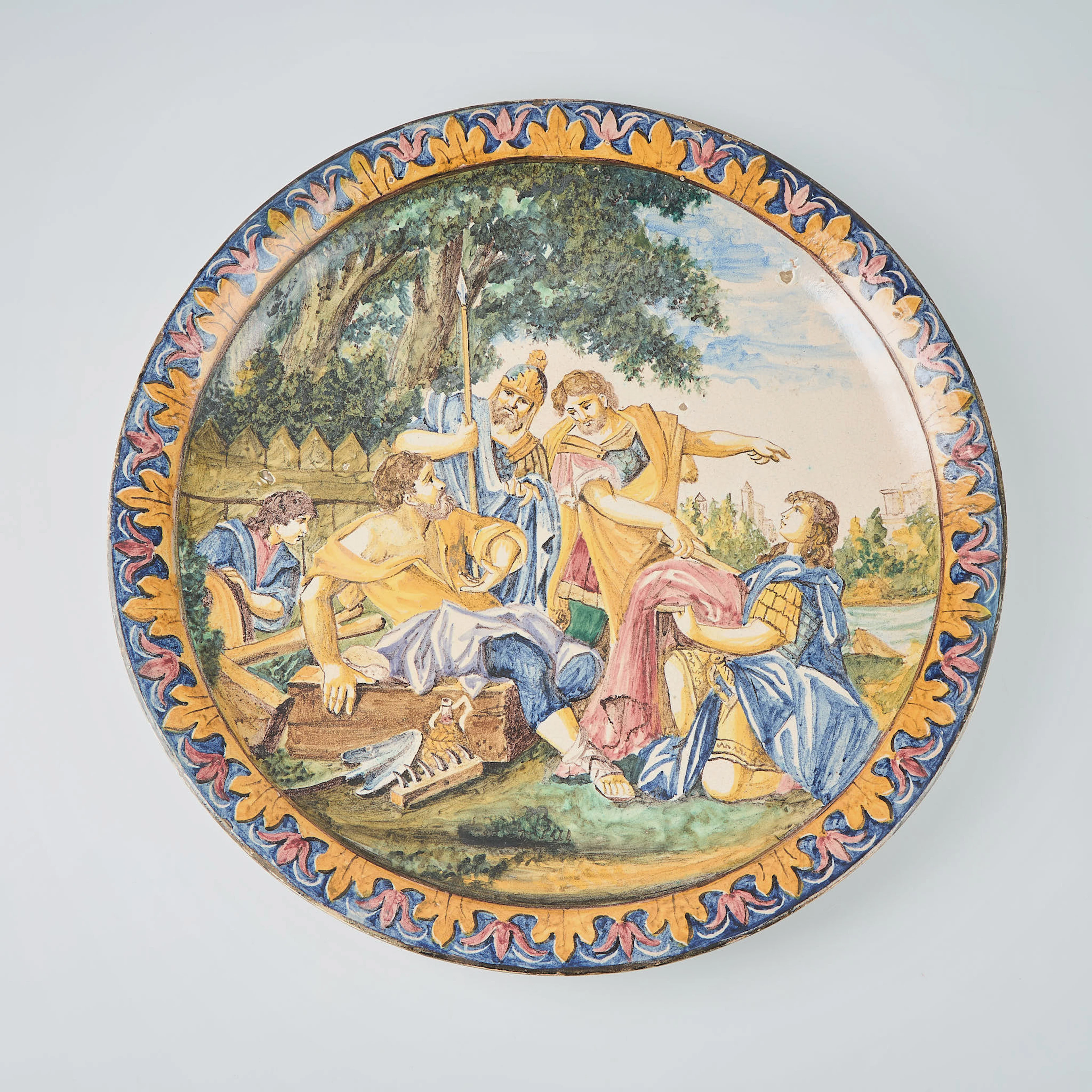 VÄGG- / MAJOLICAFAT, istoriato-stil. Italien sent 1800-tal eller tidigt