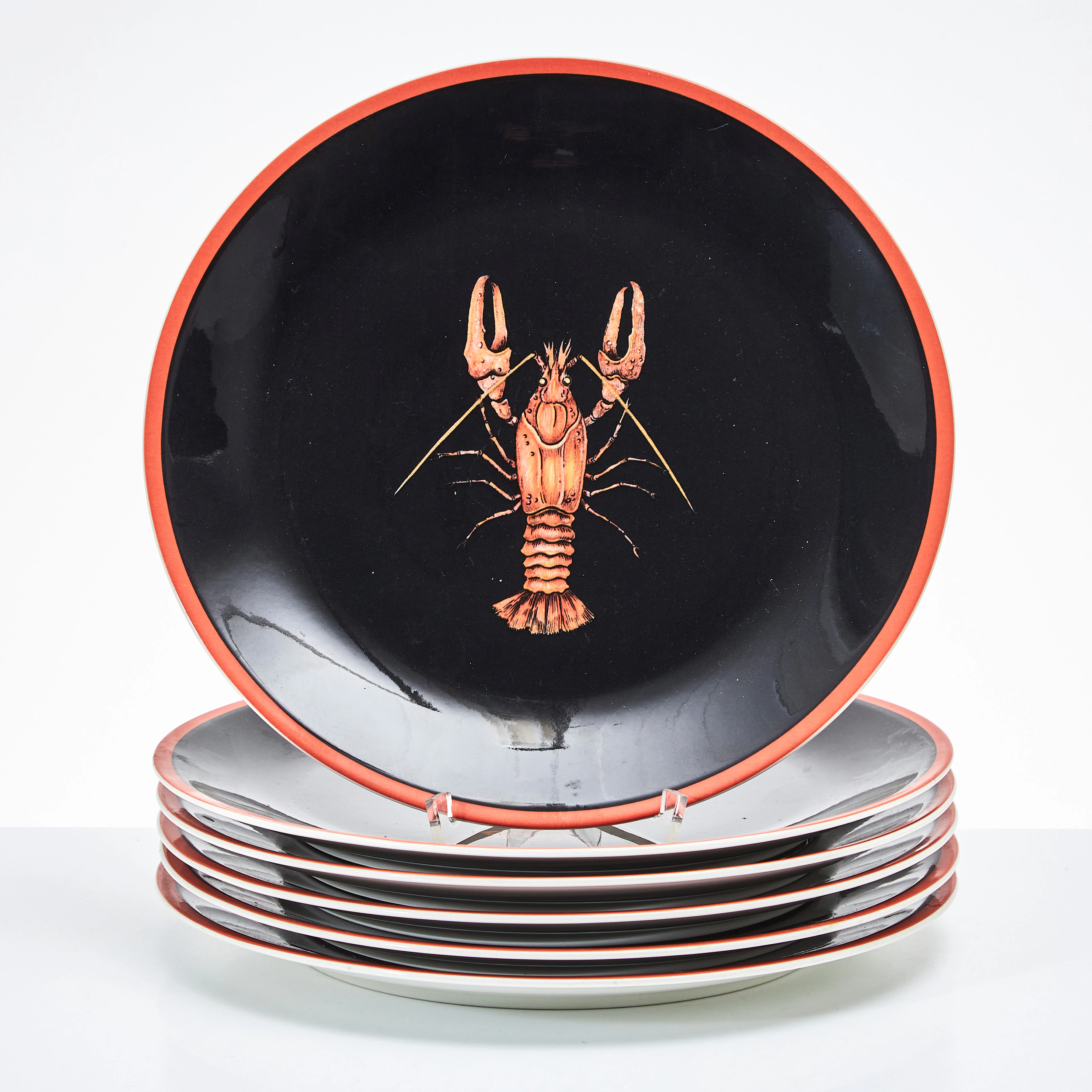 VILLEROY & BOCH. Mattallrikar, "Crayfish", 5 st., Tyskland.