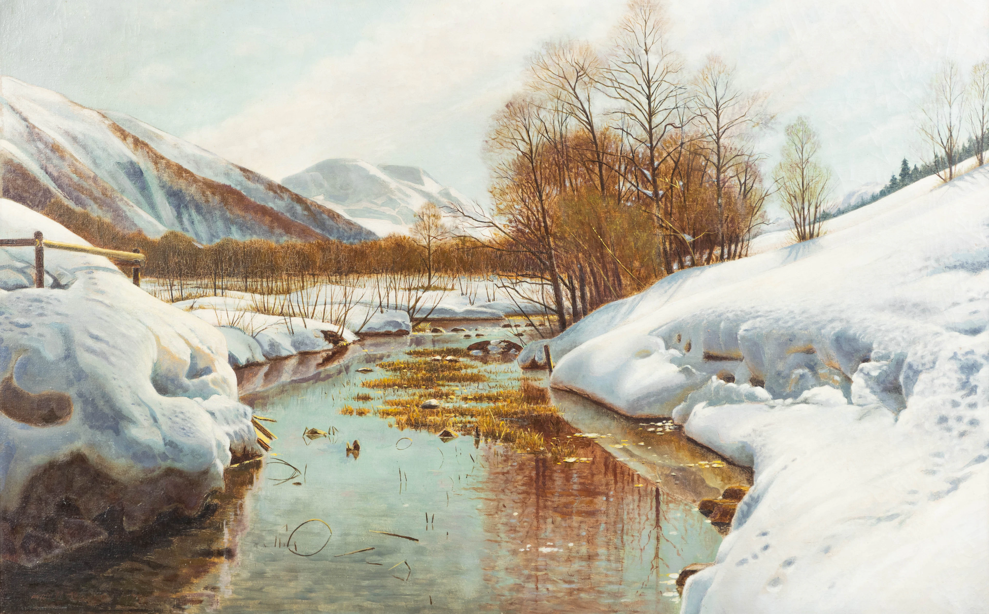 ACH PEDER MØRK MØNSTED (1859-1941). Wintersonne im Engadin.