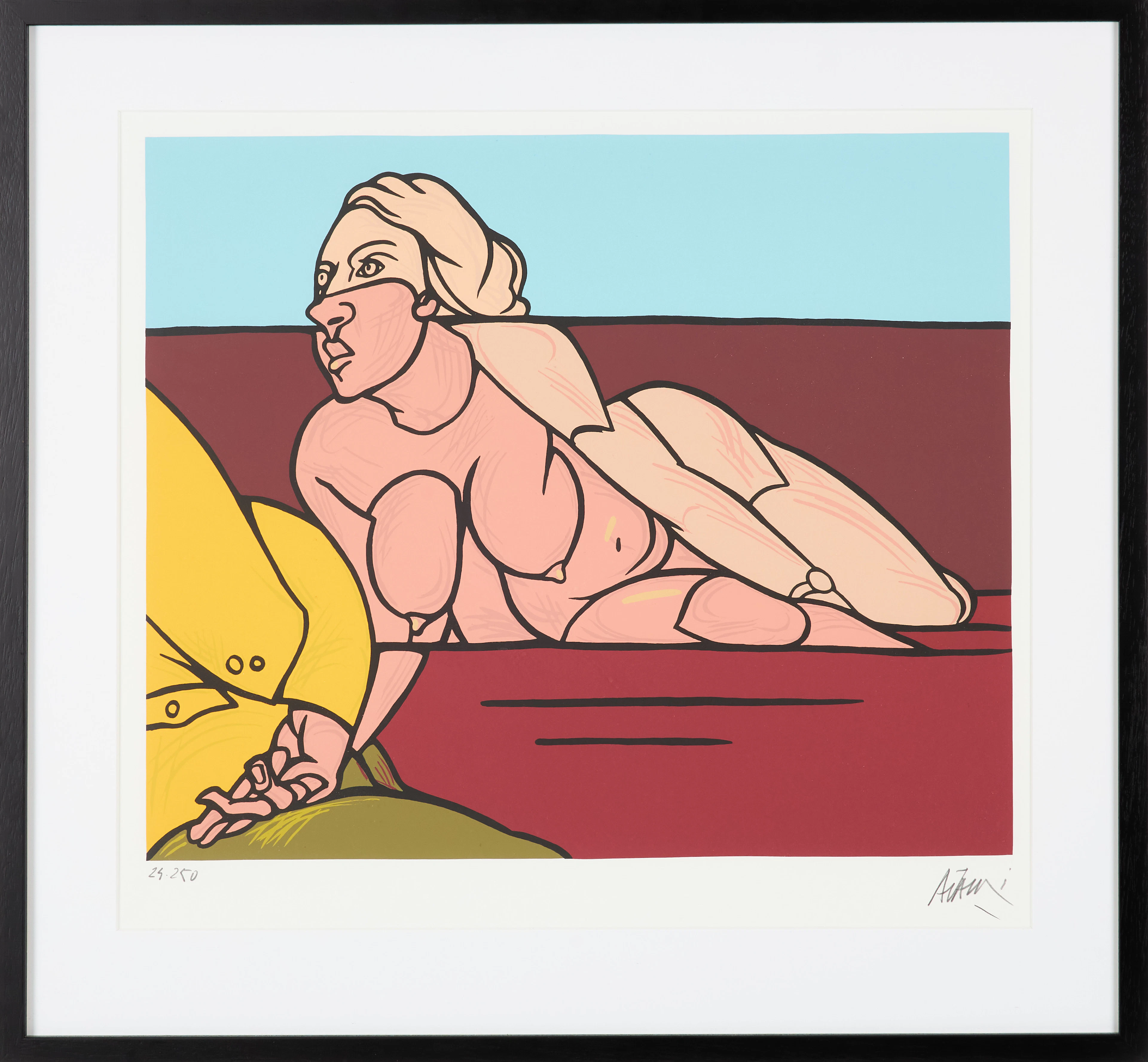 VALERIO ADAMI. Nakenstudie, färglitografi, signerad, numrerad 24/250.