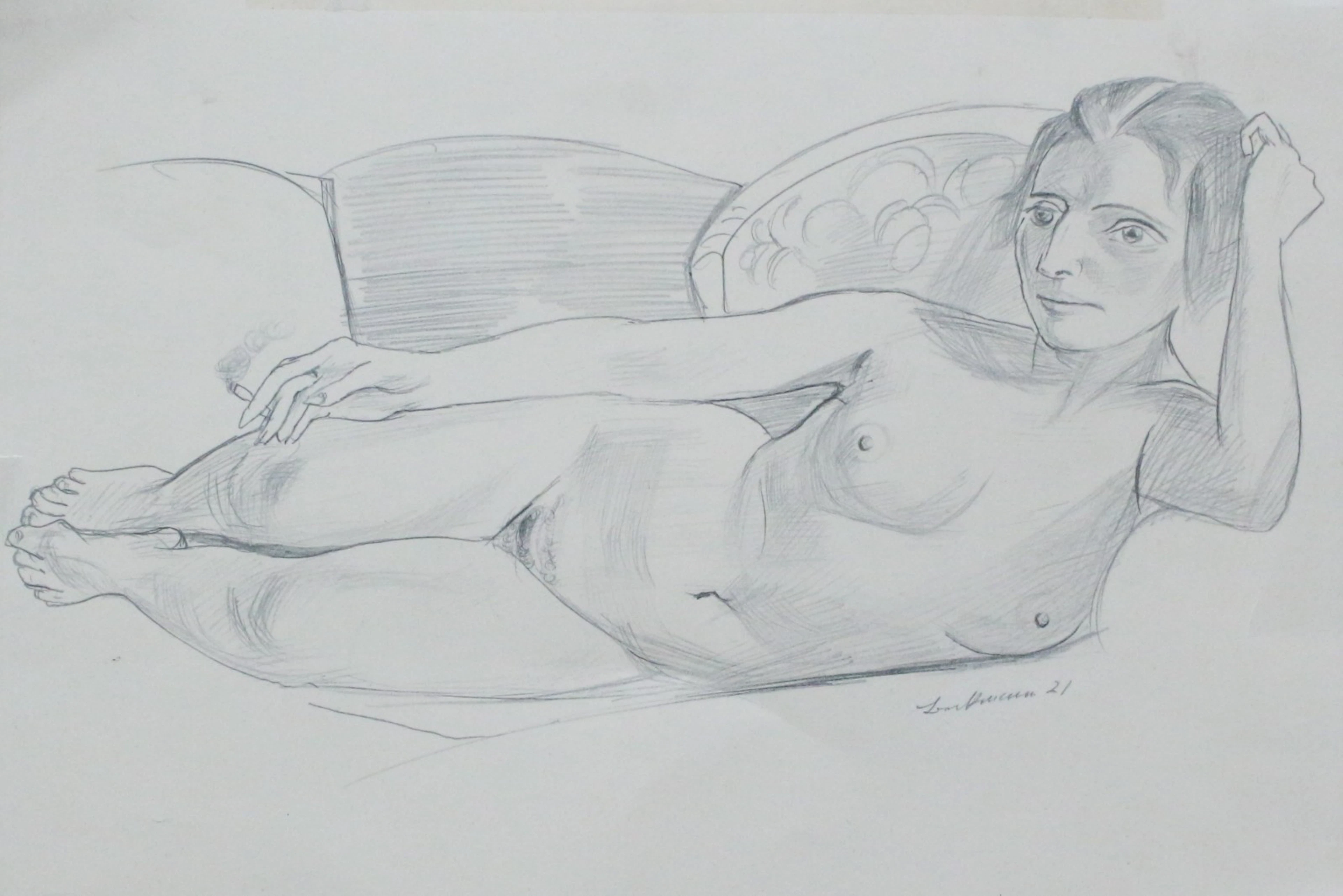 MAX BECKMANN. 'Weiblicher Akt', Lithographie, 1921.