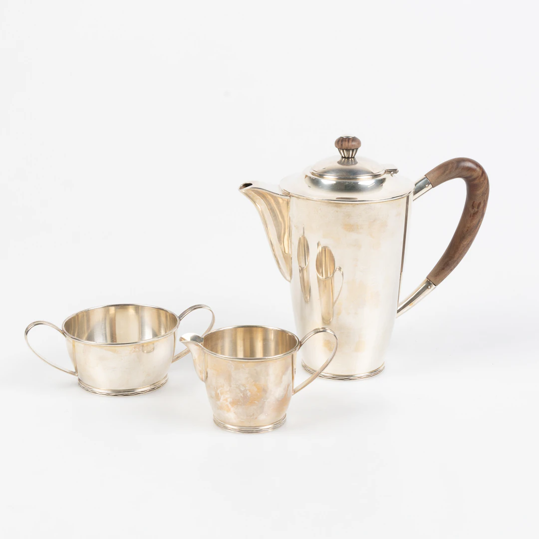 KAFFESERVIS, 3 delar, sterlingsilver, Nordisk Silverkonst, Helsingborg 1948.