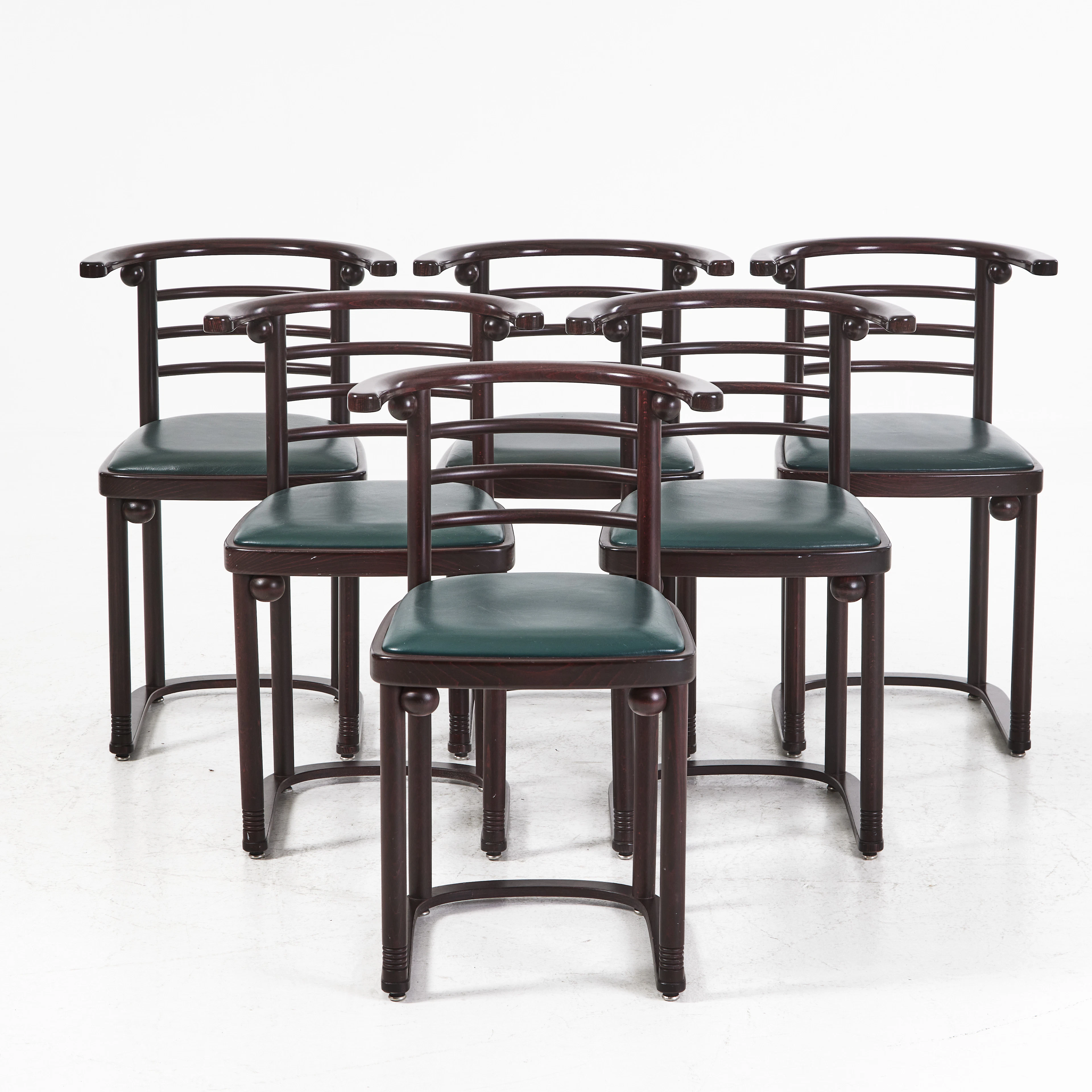 JOSEF HOFFMANN. Stolar "Fledermaus", 6 stycken, Wittmann, 1990-tal.