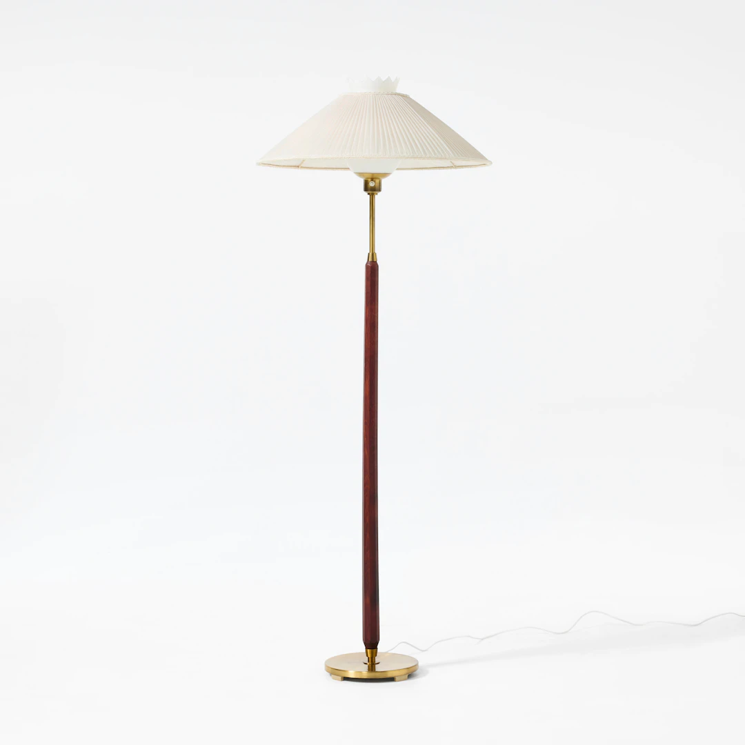 ASEA. Golvlampa, 1940/50-tal, Swedish Modern, mässing och betsad bok