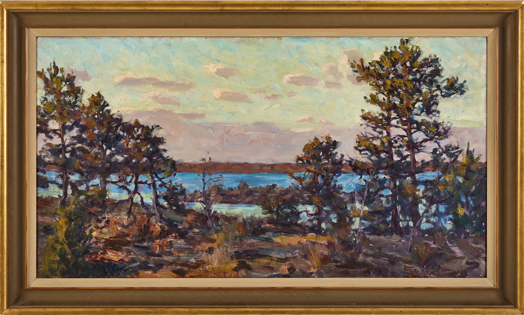 EVALD KALLSTENIUS (1898-1957). Skärgårdstallar, olja på duk.