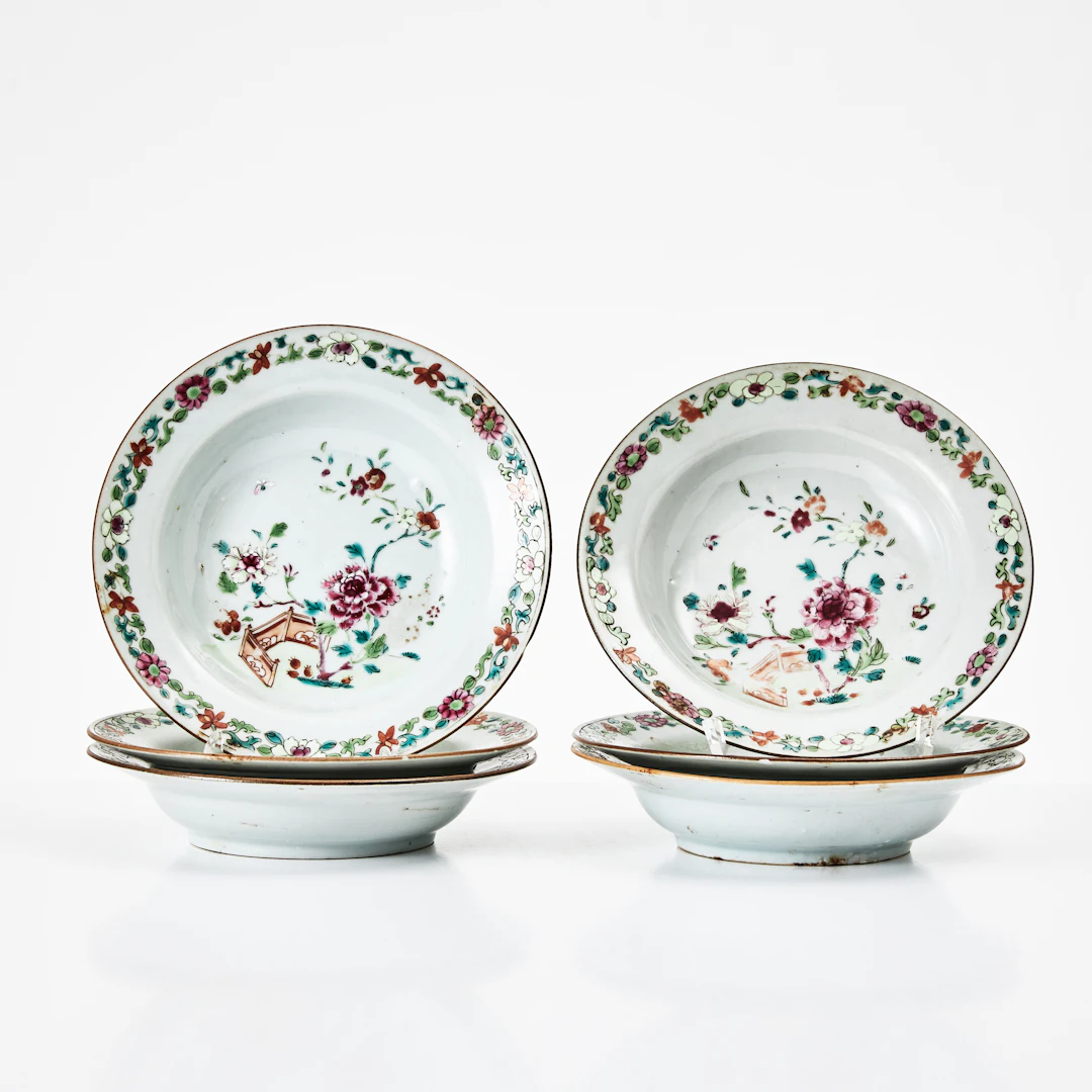 BÄRTALLRIKAR, 6 st., porslin, Kina, Qianlong (1736-1795), famille