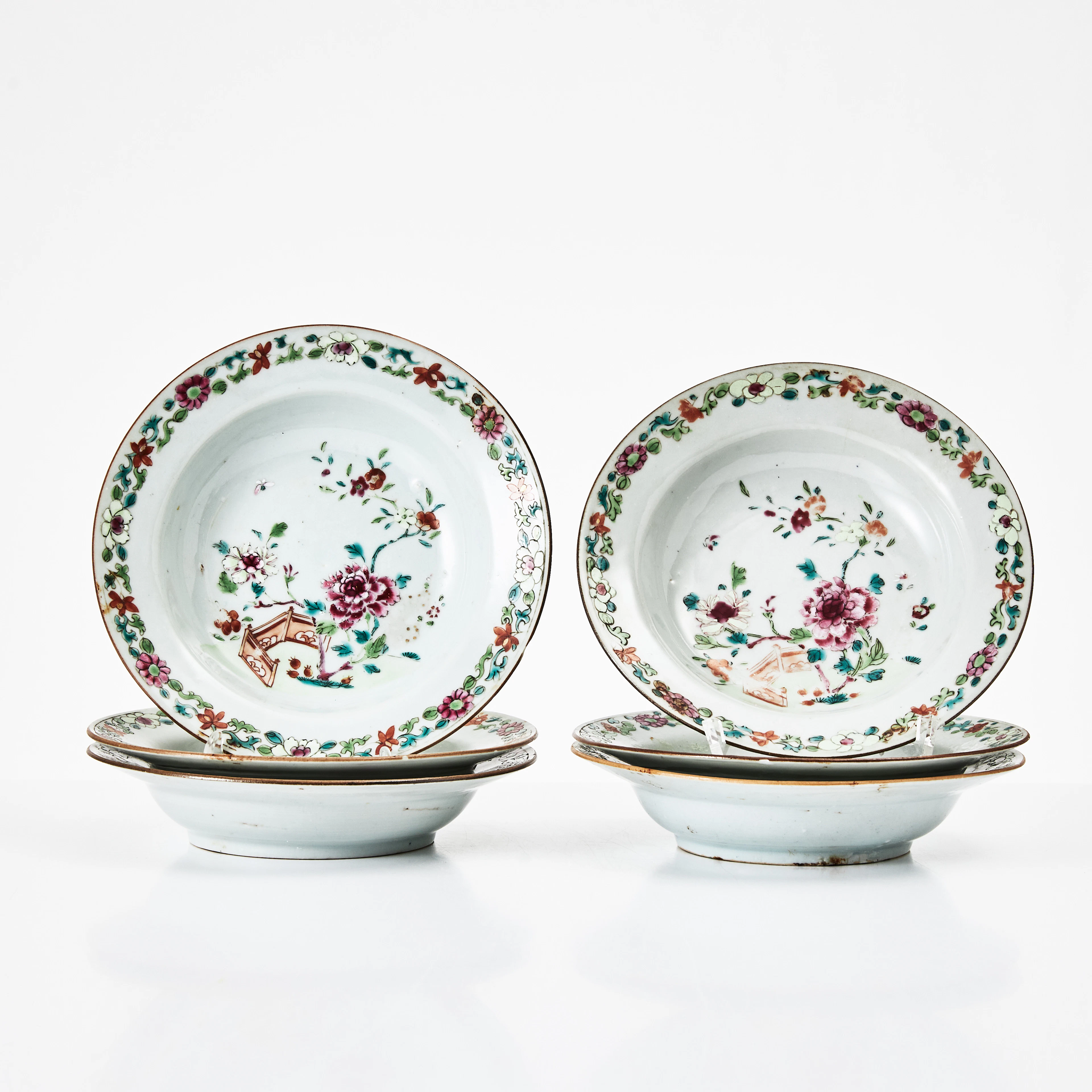 BÄRTALLRIKAR, 6 st., porslin, Kina, Qianlong (1736-1795), famille