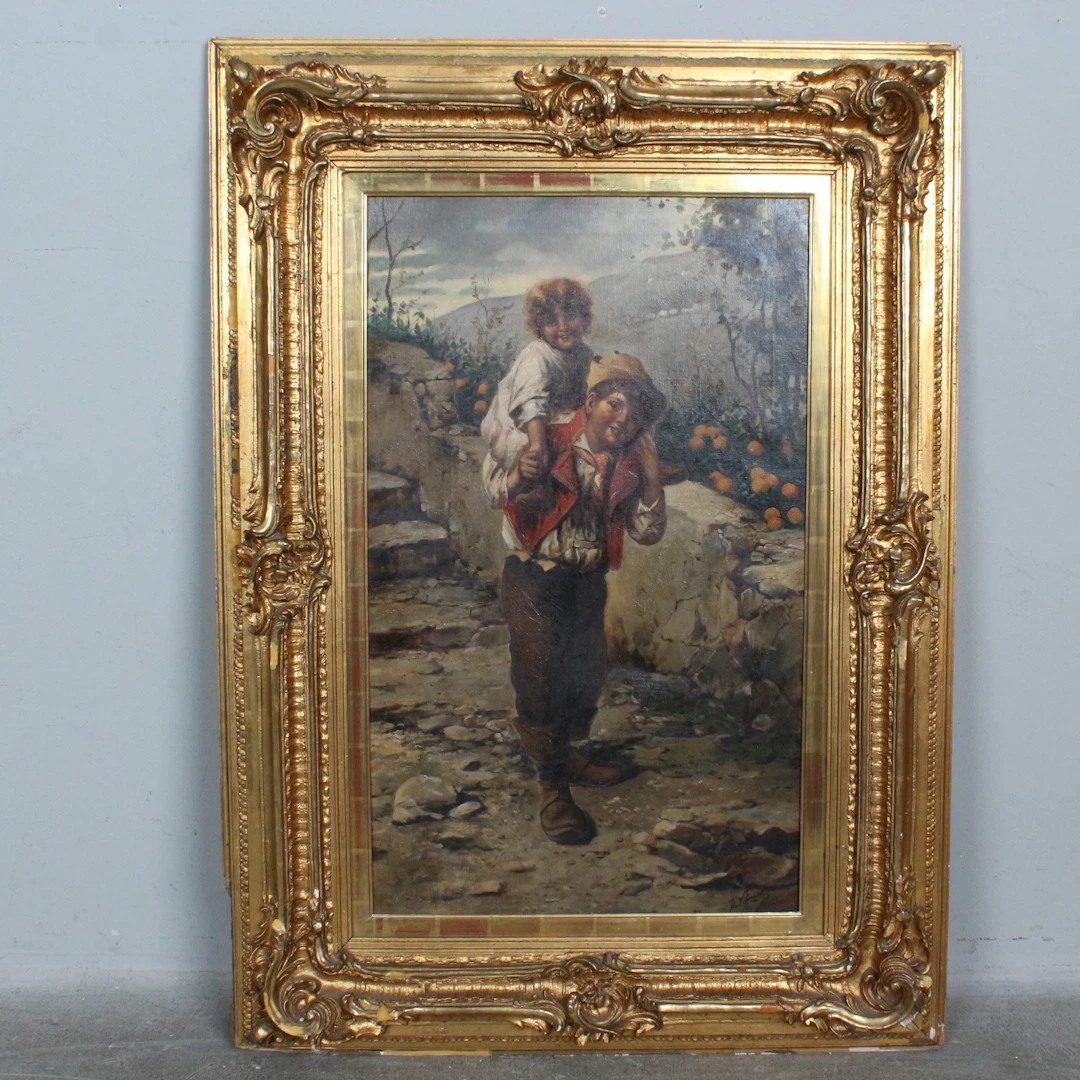 Italienischer Maler um 1900, Öl auf Leinwand, '' Ohne Titel ''.