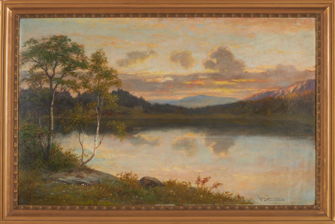 AUGUST JANSSON (1851-1915). Landskapsmåleri, olja på pannå. signerad.
