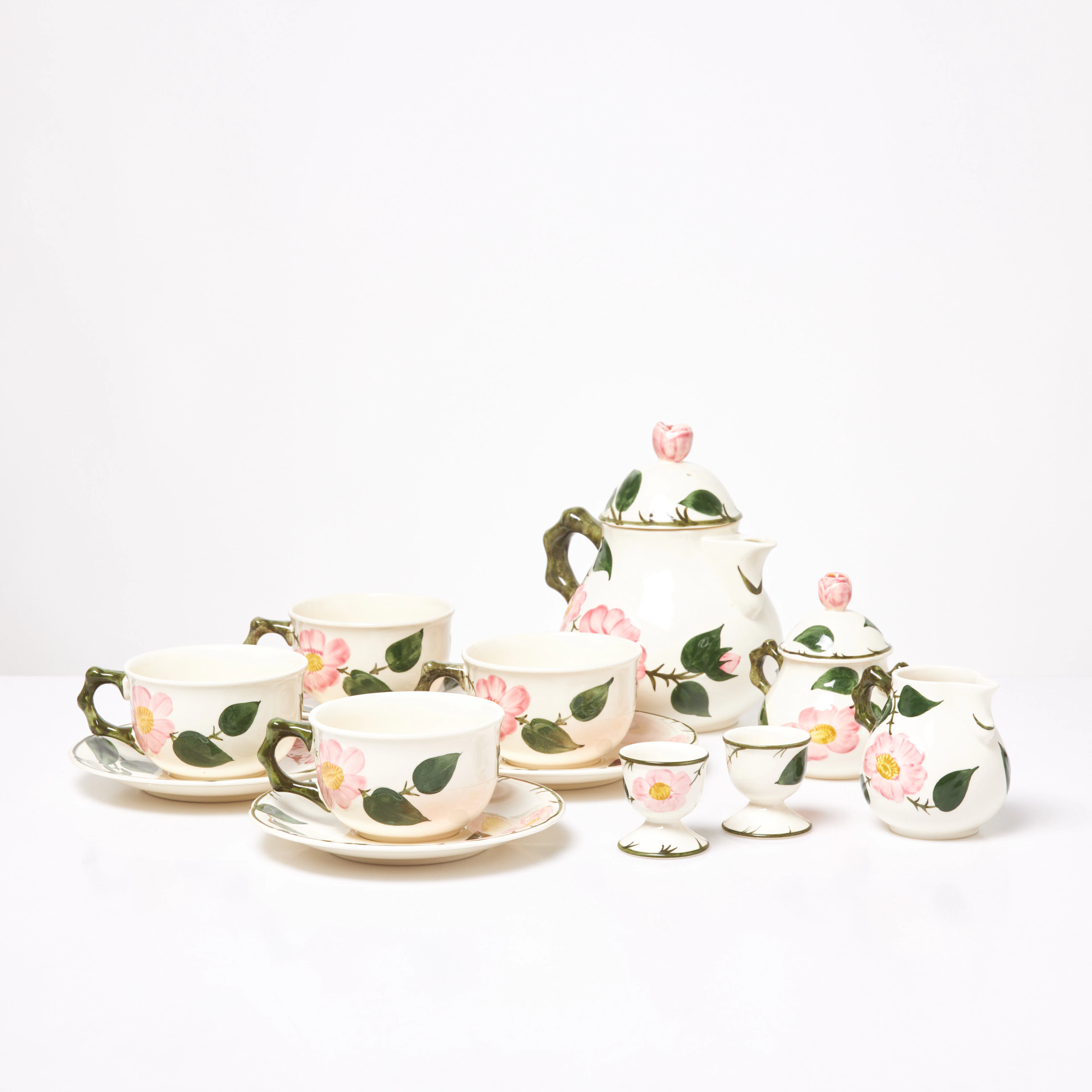 VILLEROY & BOCH, 9 dlr, teservis ur serien "Wild Rose", tekanna, 4