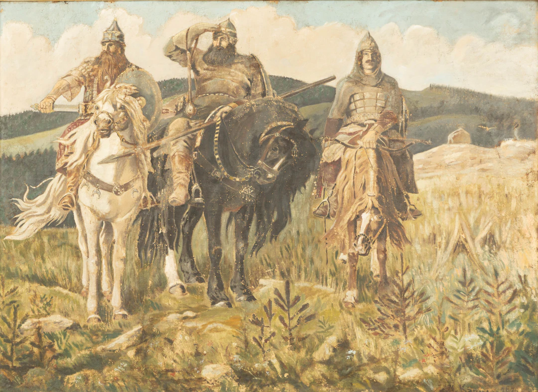 ACH VIKTOR VASNETSOV (1848-1926). Die drei Recken (Tri Bogatyrja).
