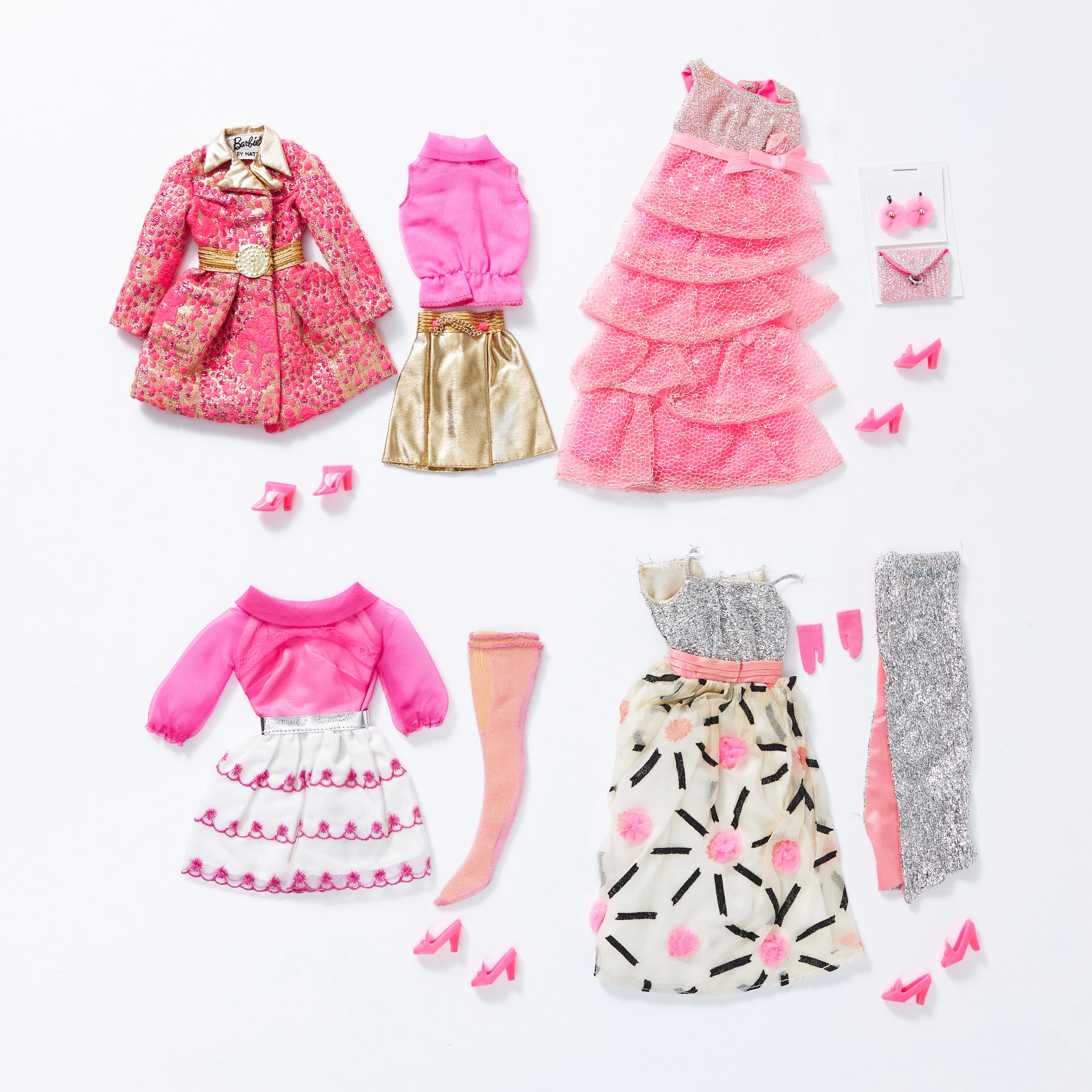 BARBIE, Outfits, (4), #1468 Special Sparkle, #1868 Happy Go Pink