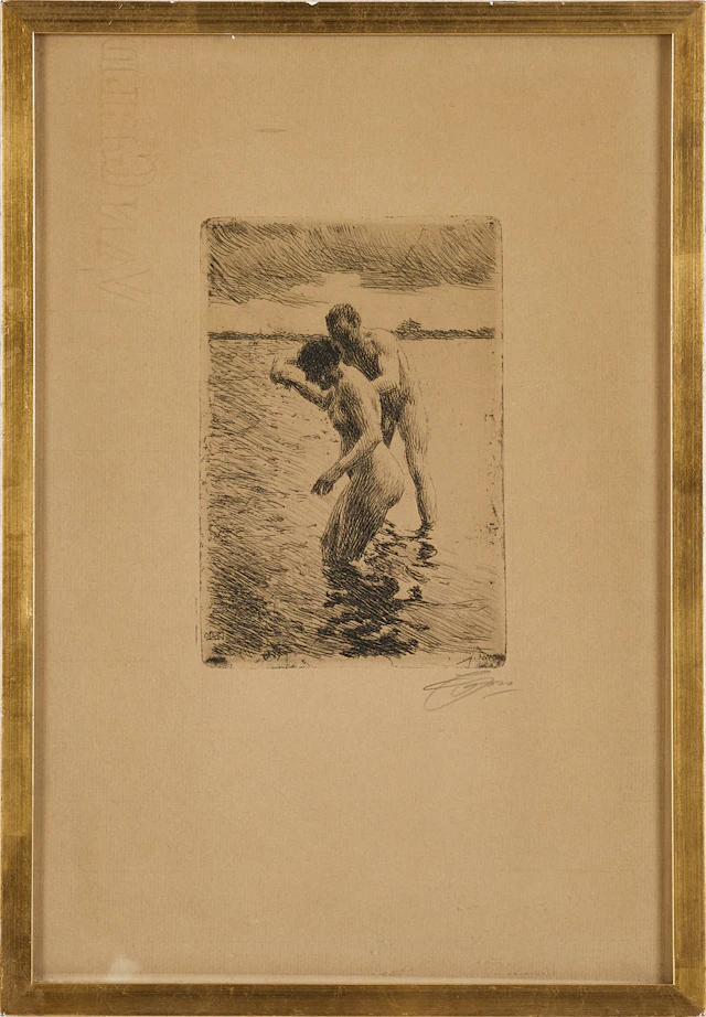 ANDERS ZORN. "Lots", signerad, etsning, tryckt på Van Gelder papper.