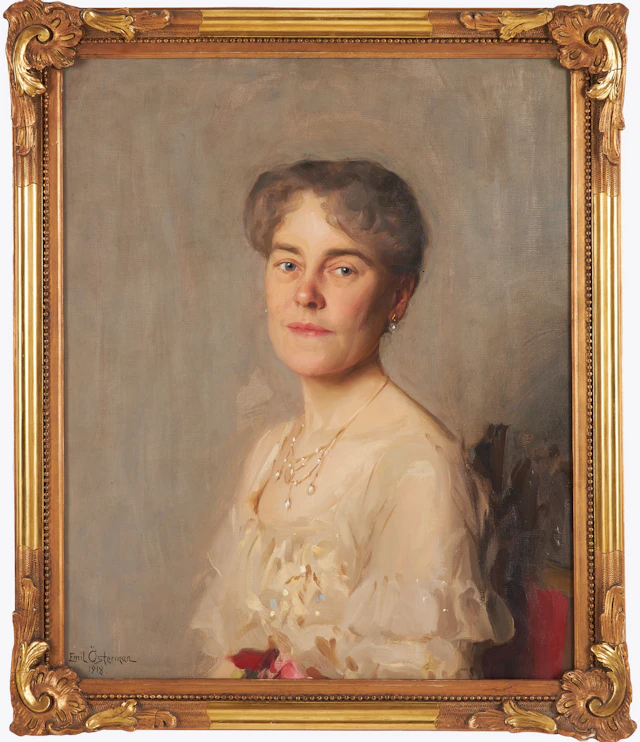 EMIL ÖSTERMAN. Kvinnoporträtt, olja på duk, signerad Emil Österman, 1918.